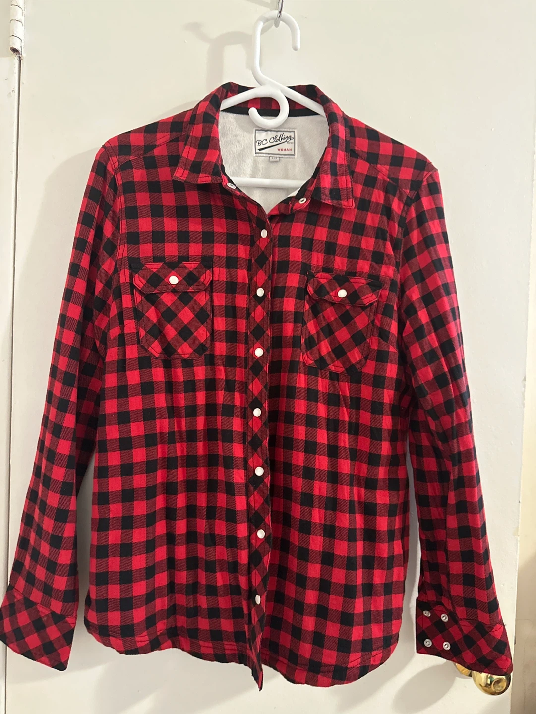 BC Clothing Women's Red & Black Plaid Flannel Shirt - photo 2