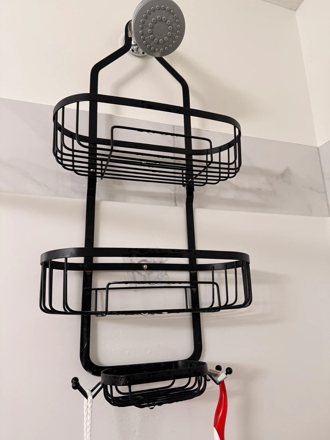 Black 2-Tier Shower Caddy Organizer