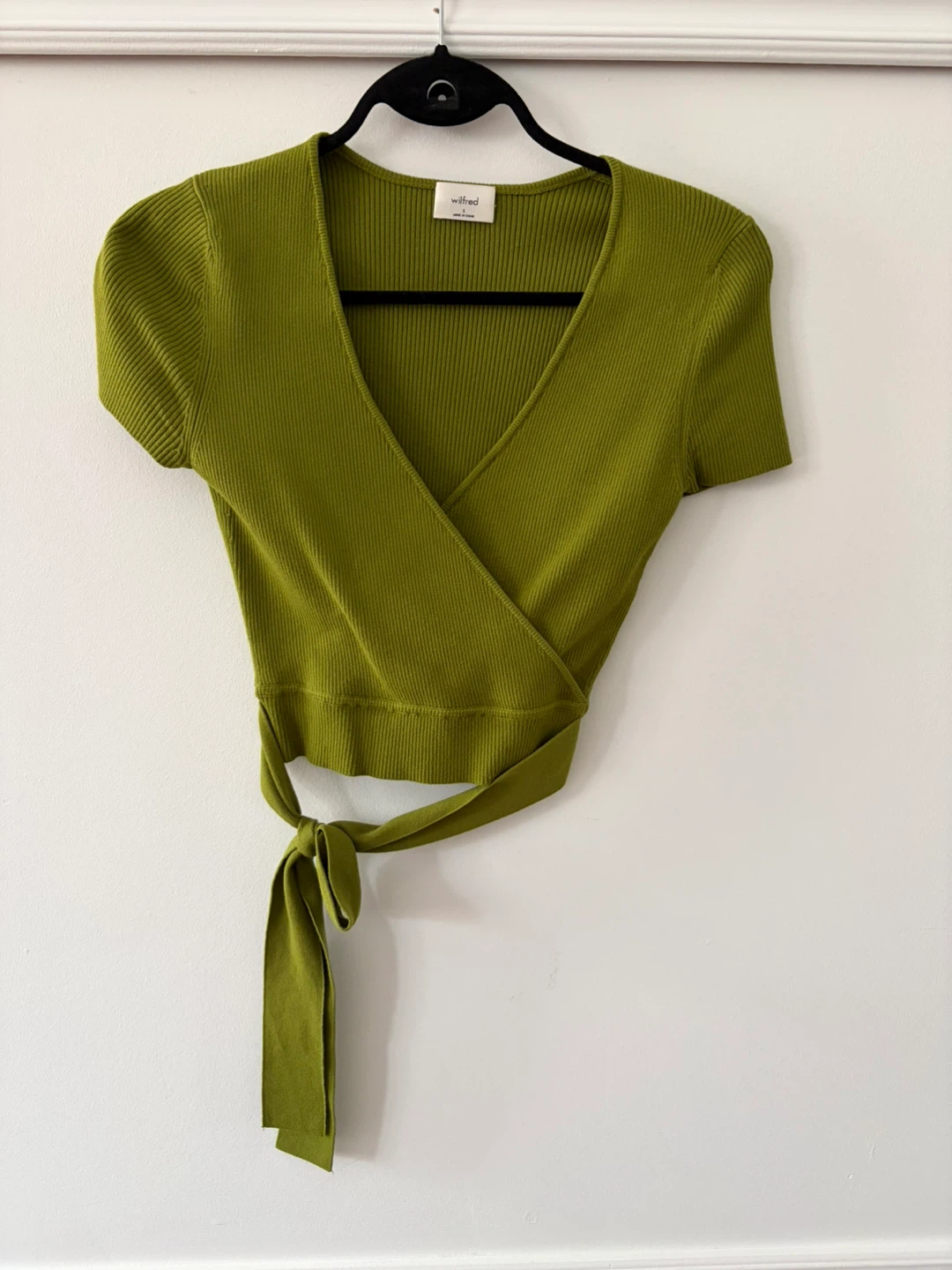 Wilfred Green Ribbed Wrap Top - Size S