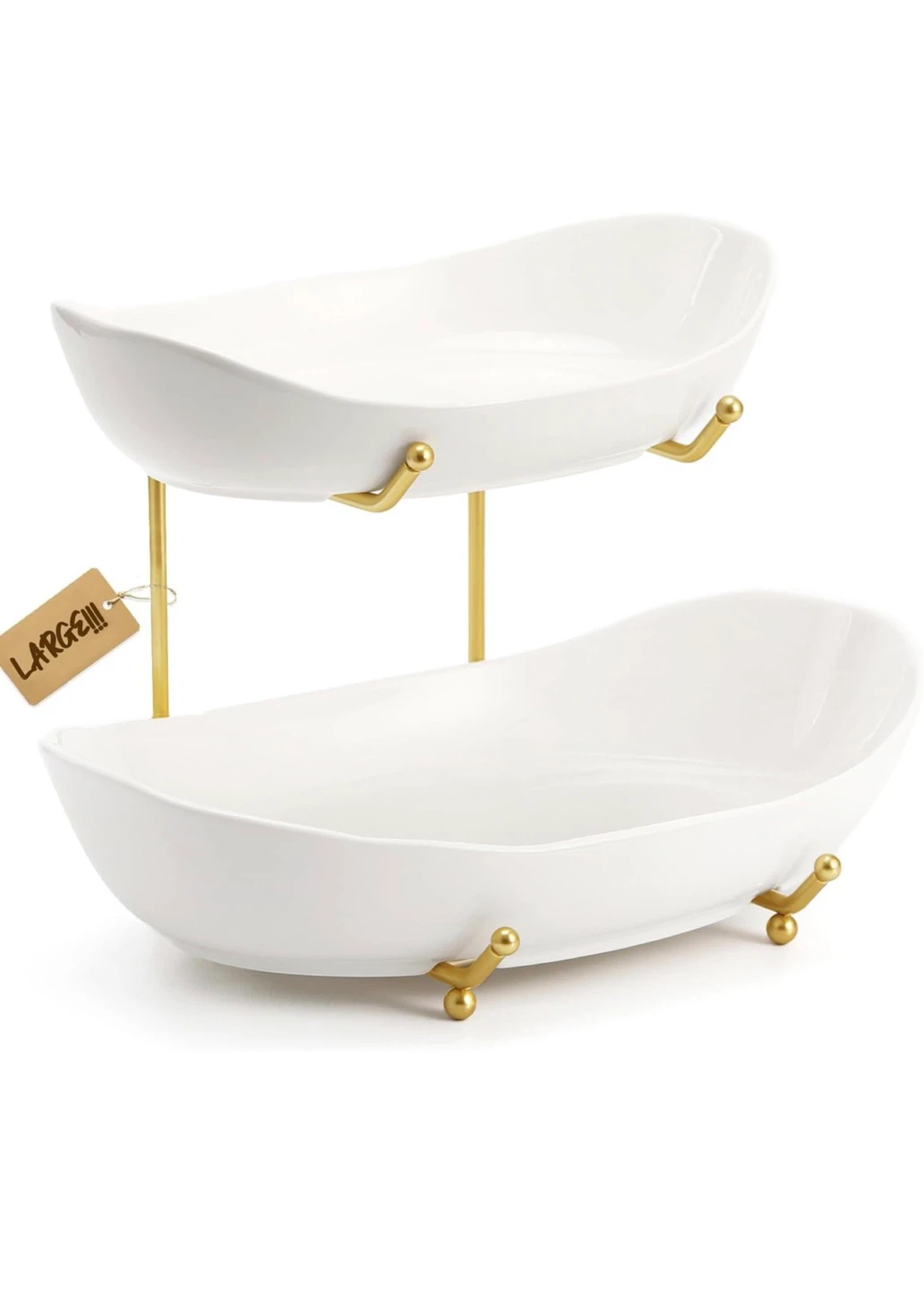 2-Tier Ceramic Fruit Bowl Tray