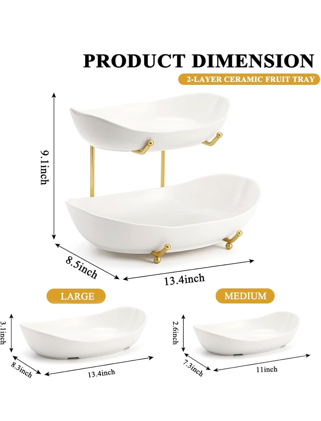 2-Tier Ceramic Fruit Bowl Tray - photo 3