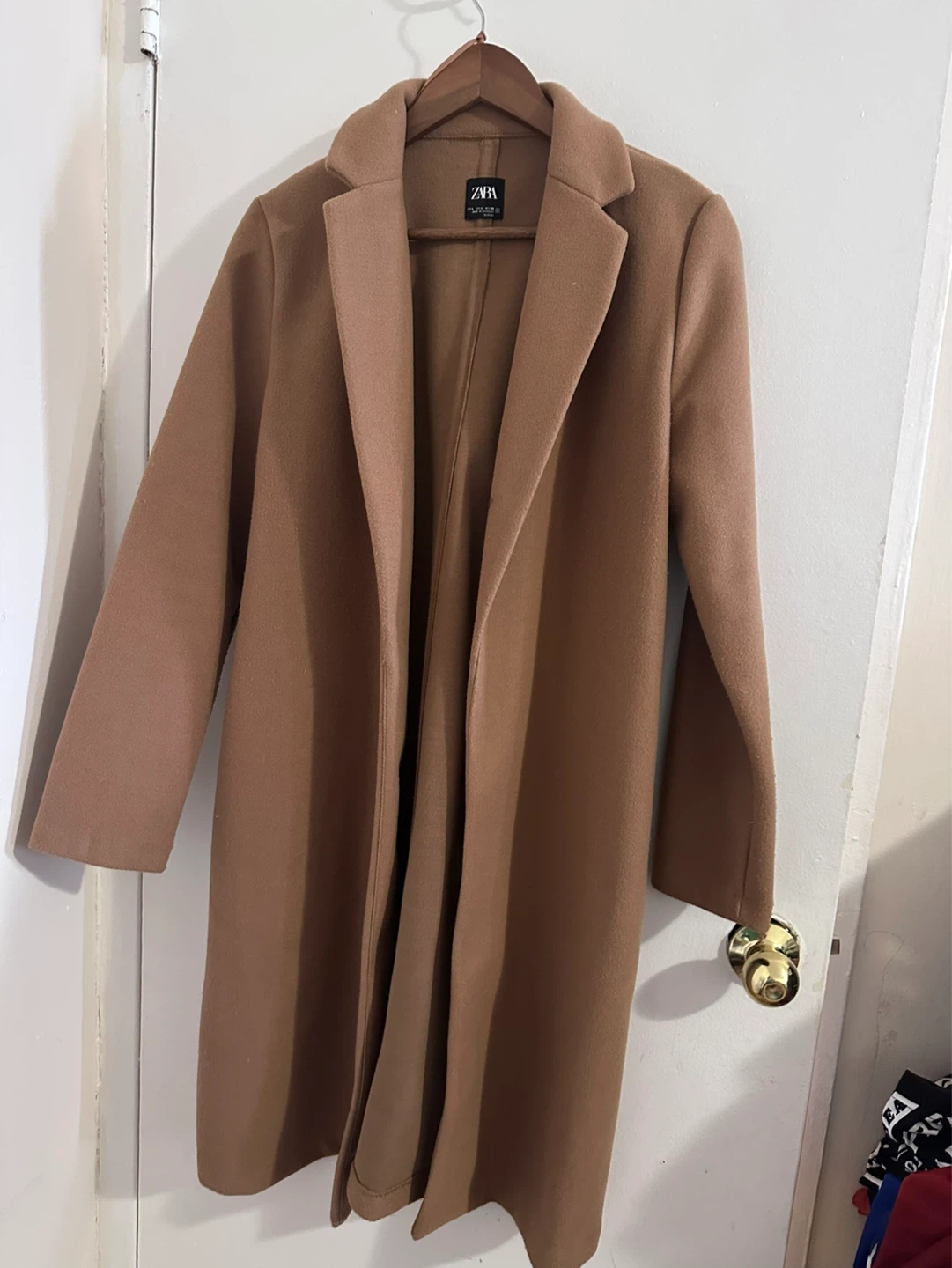 ZARA Camel Long Wool Blend Coat