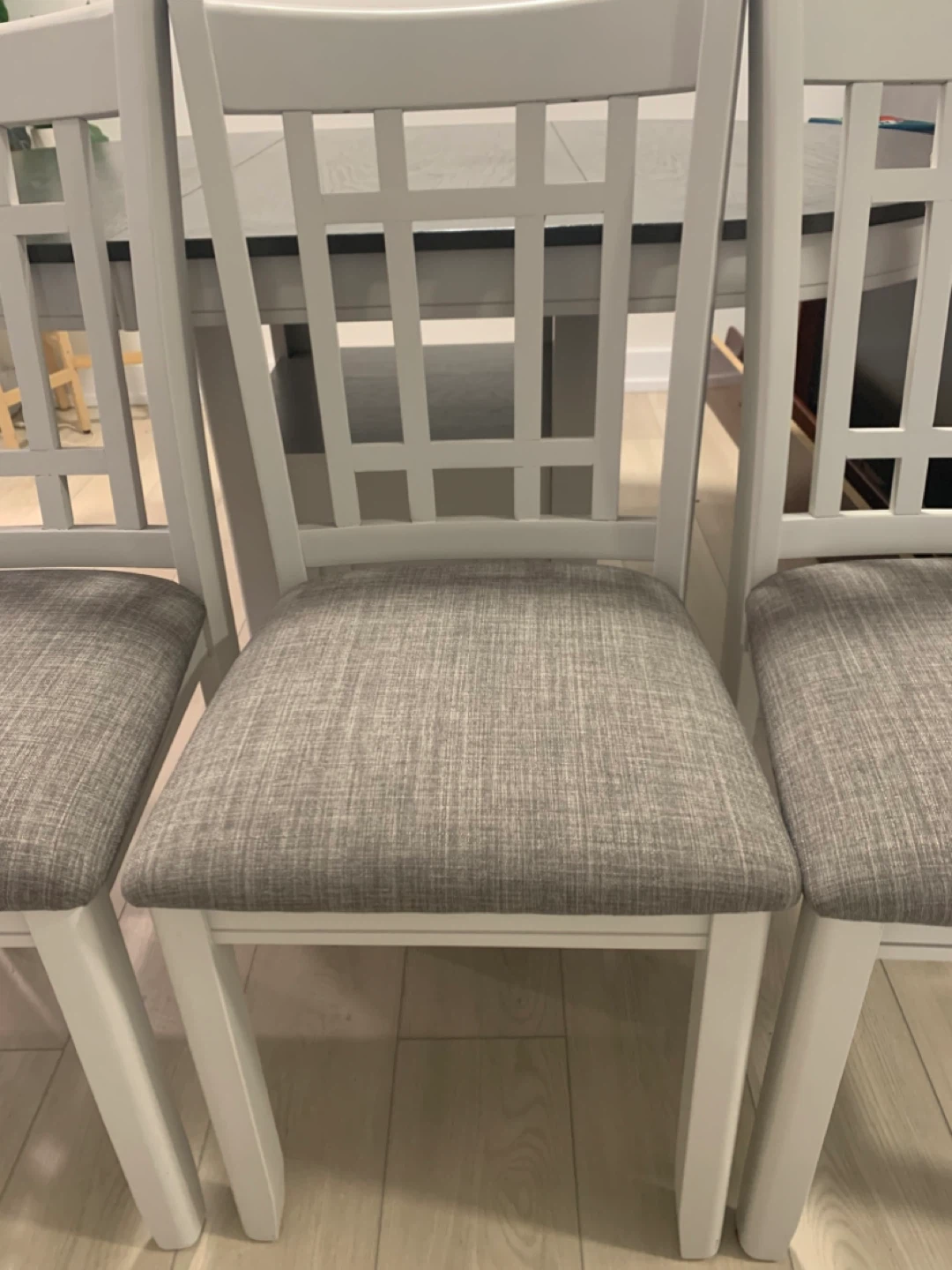 Set of 4 Grey Upholstered Dining Chairs - photo 5