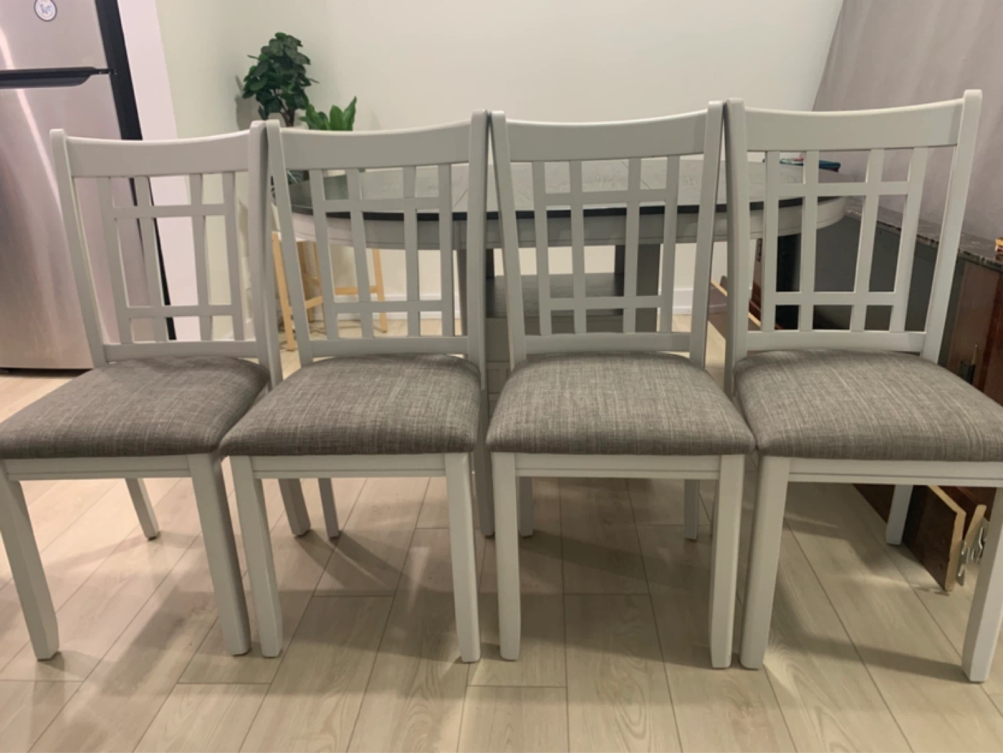 Set of 4 Grey Upholstered Dining Chairs - photo 4