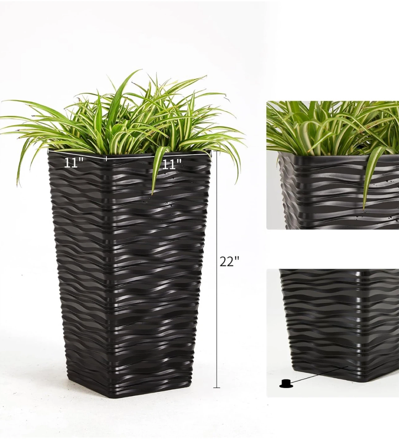 Worth Plastic Planter - 22" Tall, Black - photo 2