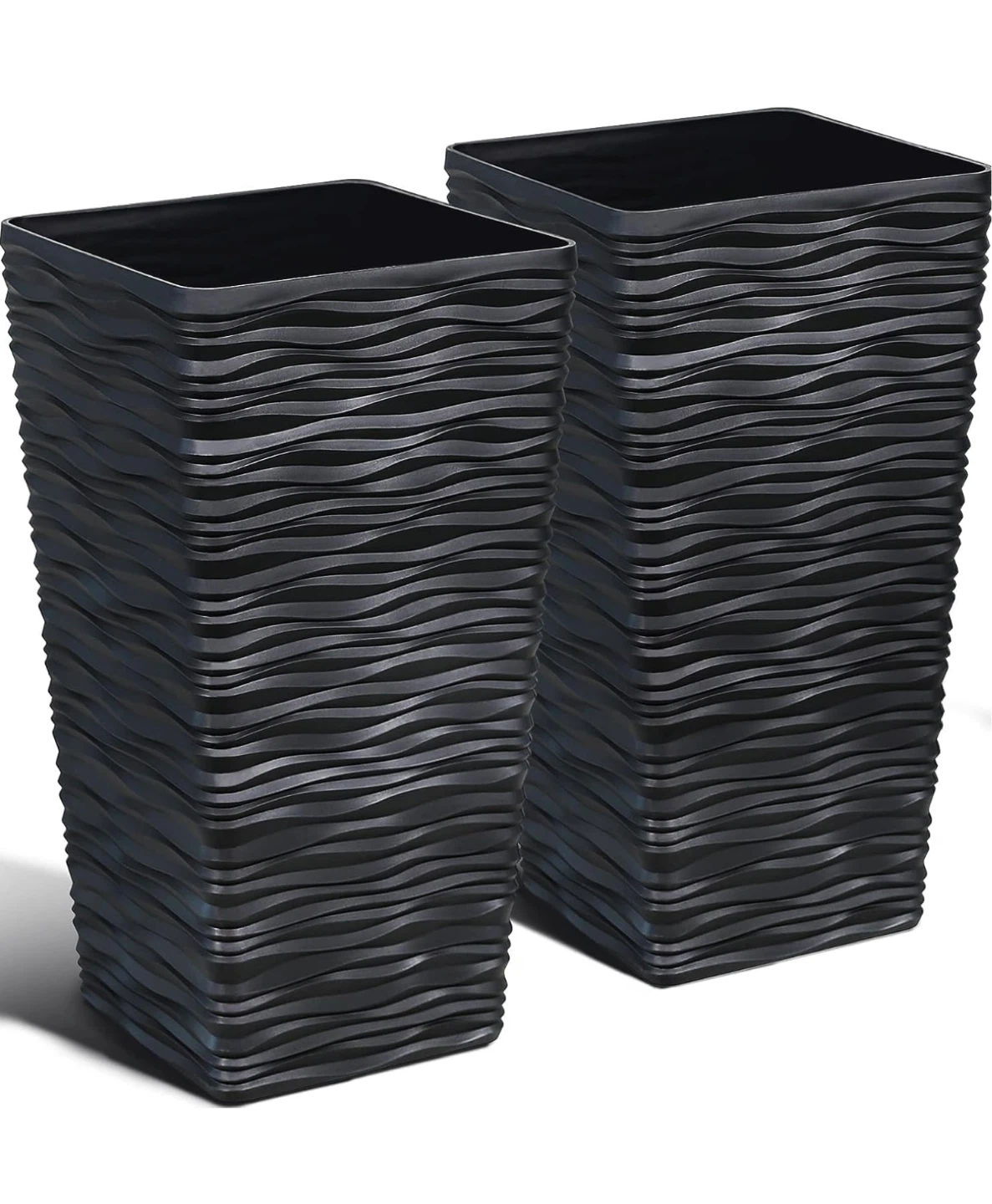 Worth Plastic Planter - 22" Tall, Black