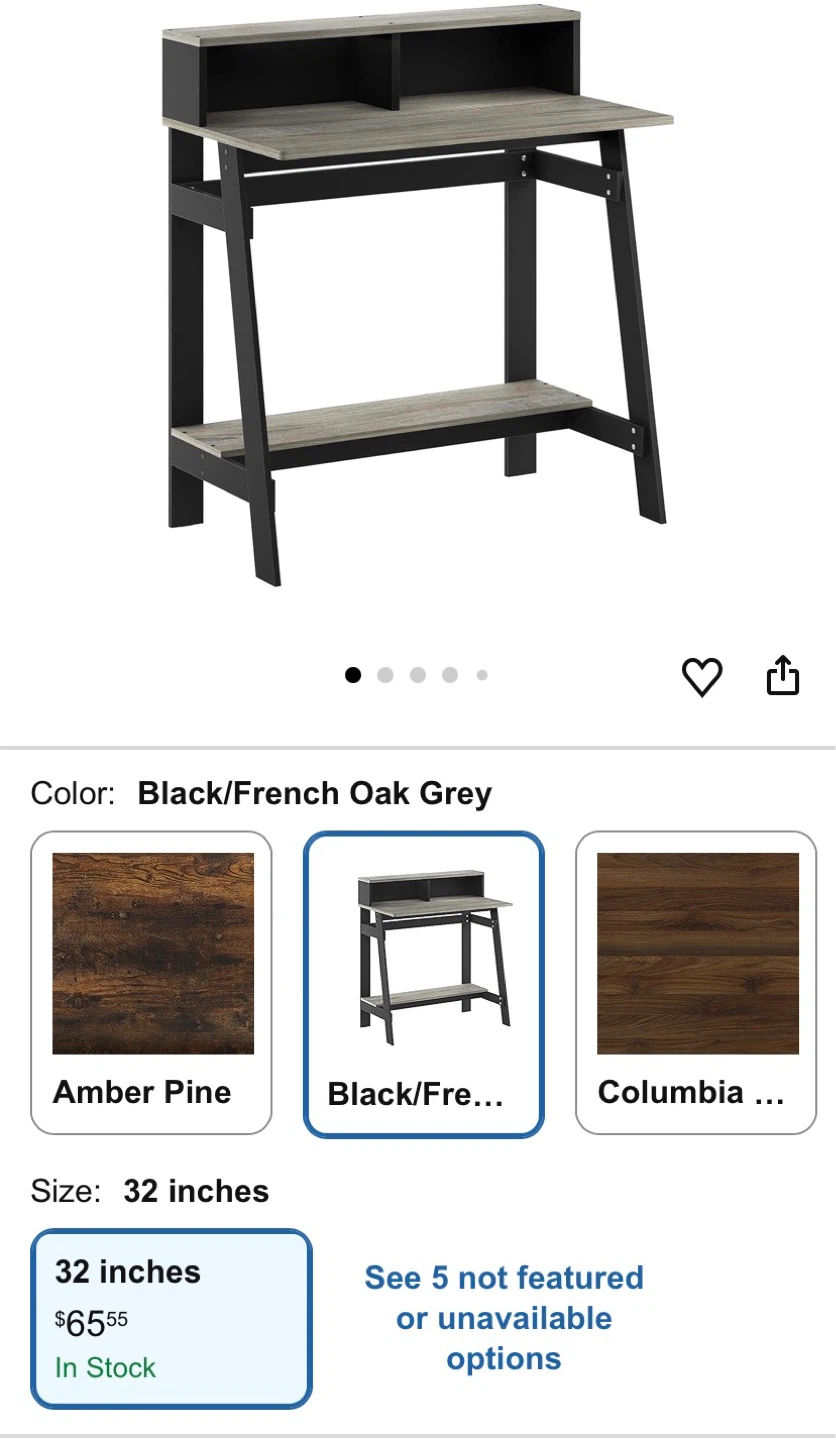 Black/French Oak Grey Computer Desk with Shelf