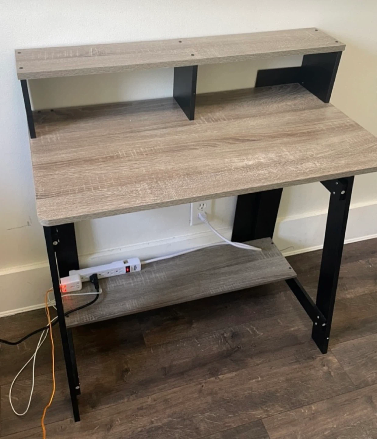 Black/French Oak Grey Computer Desk with Shelf - photo 2