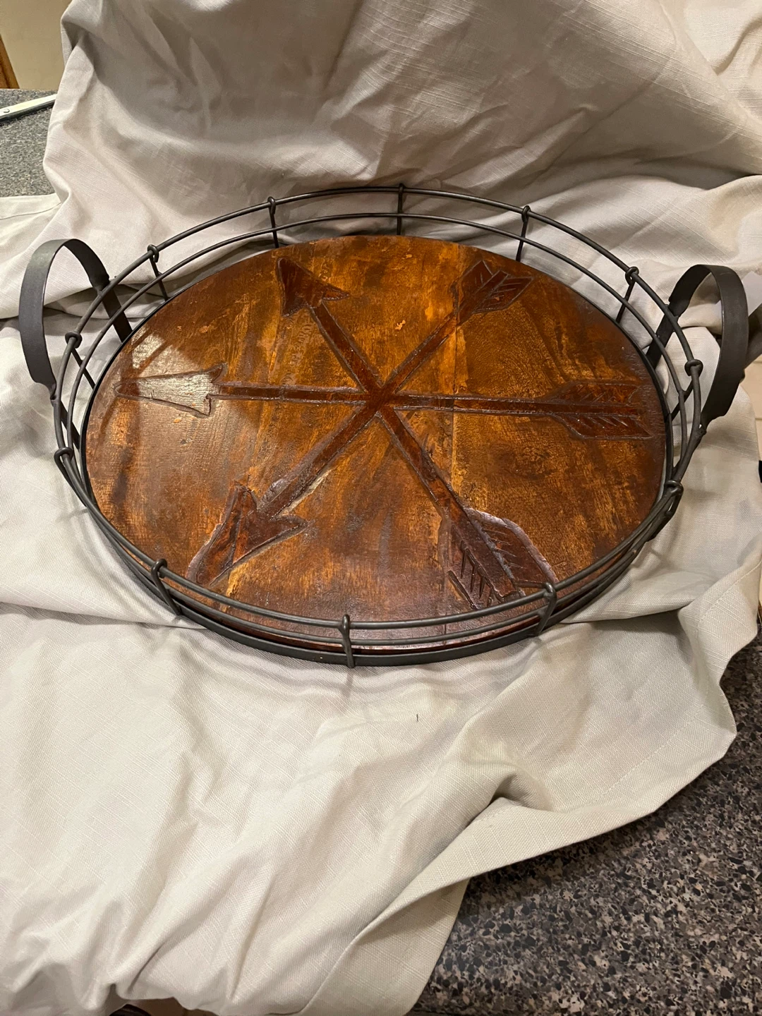 Decorative Tray with Carved Arrows