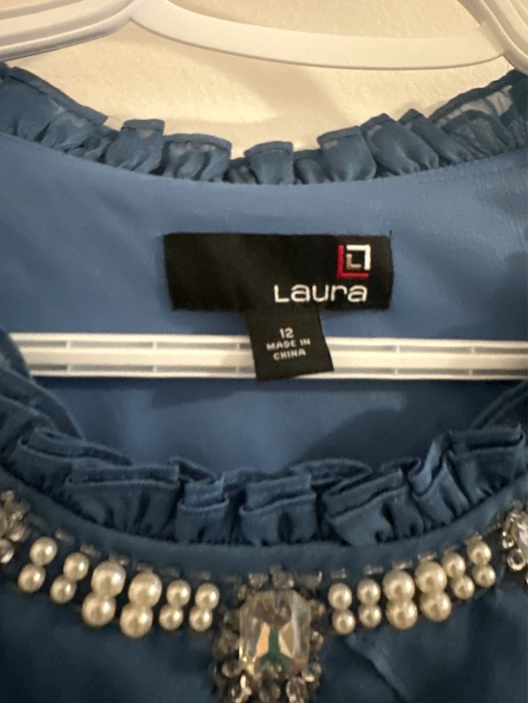 Laura Women's Blue Tiered Ruffled Dress Size 12 - photo 2
