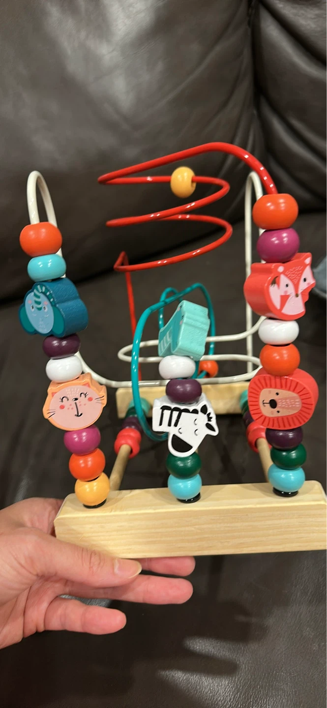 Wooden bead maze toy for babies and toddlers