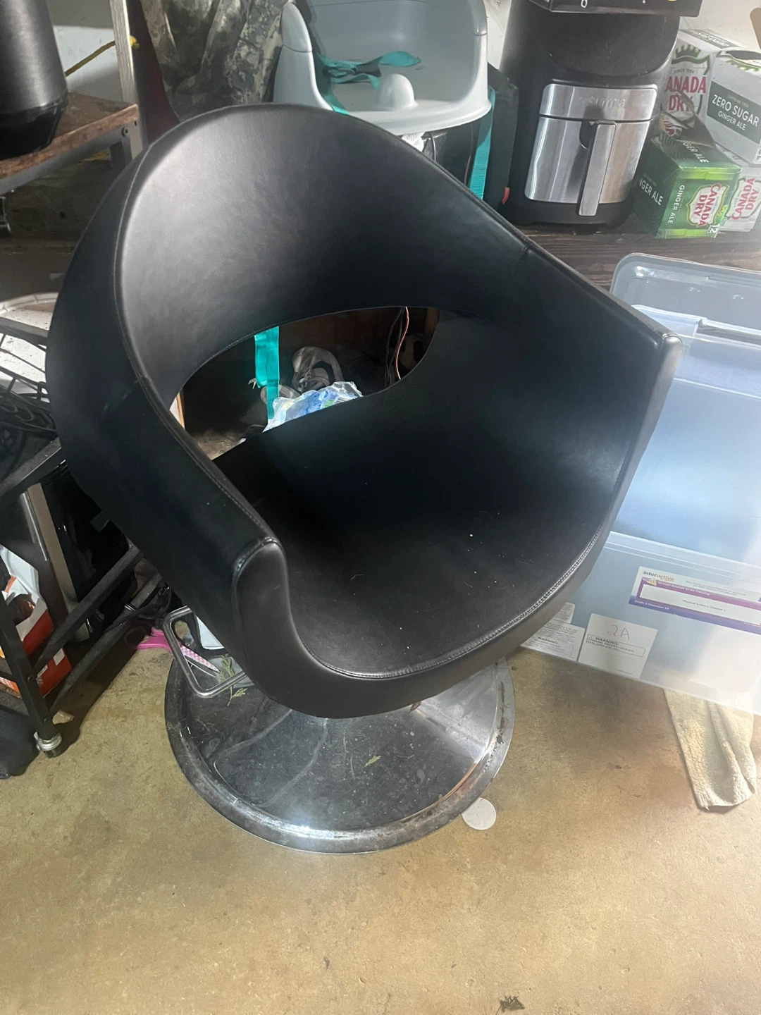 Black Swivel Chair with Metal Base