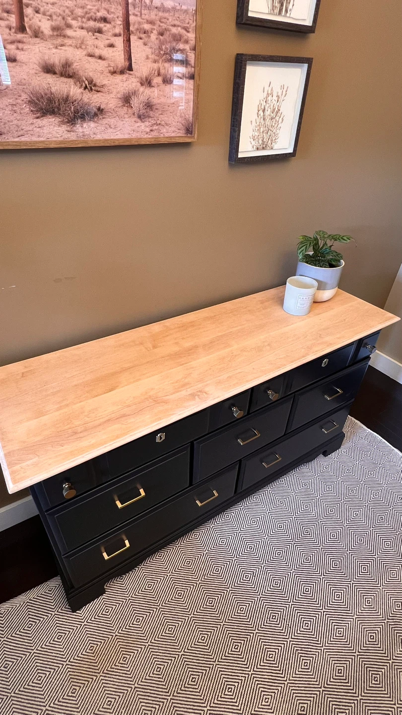 Black 9-Drawer Dresser with Wood Top - photo 4