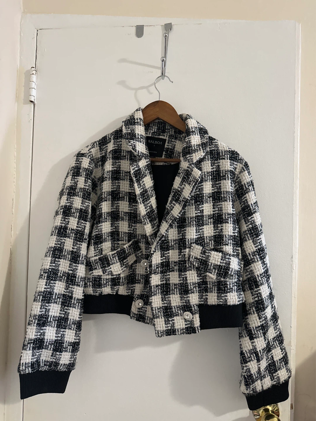 Balboa Women's Tweed Bomber Jacket - Size L