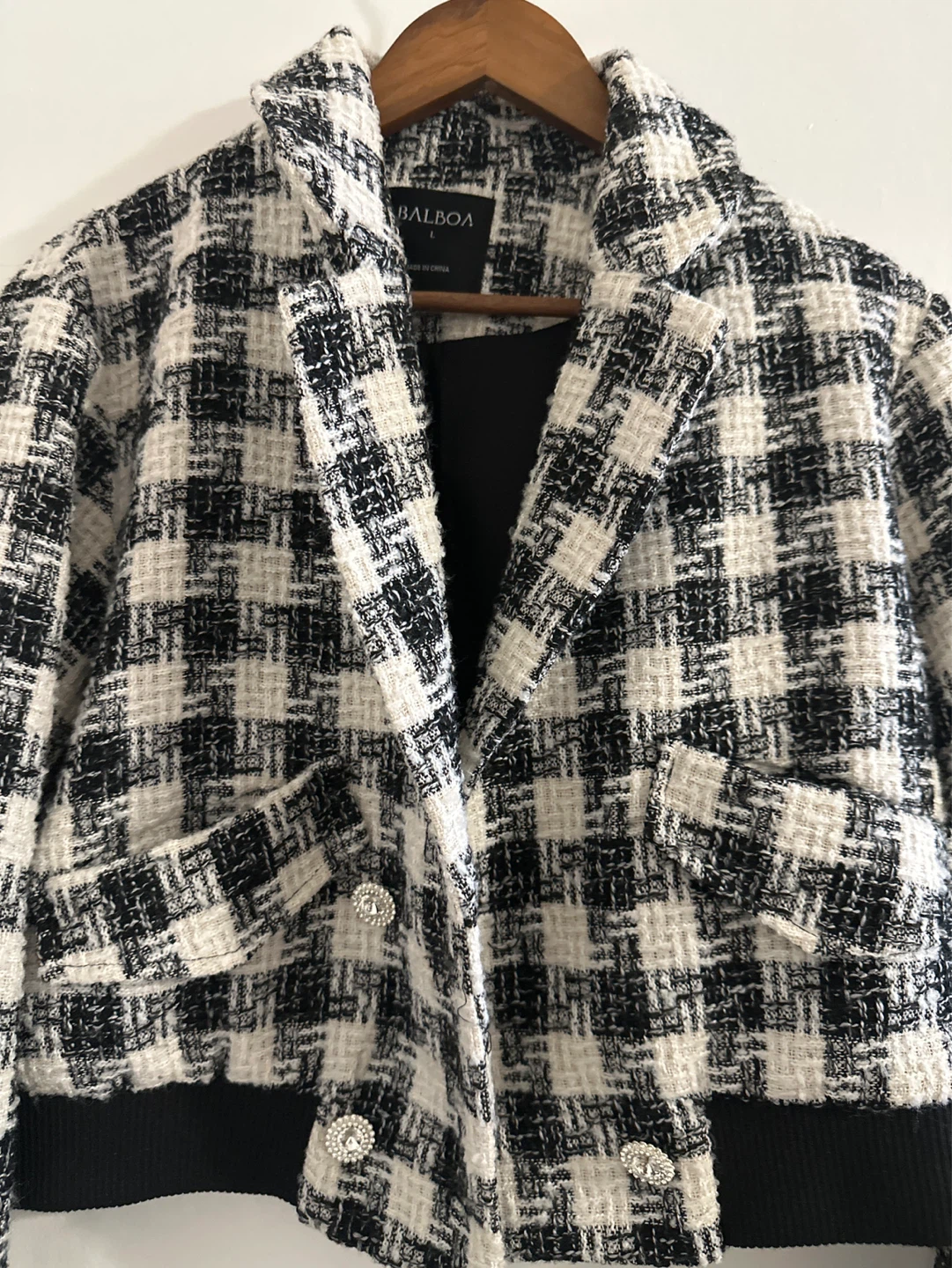 Balboa Women's Tweed Bomber Jacket - Size L - photo 3