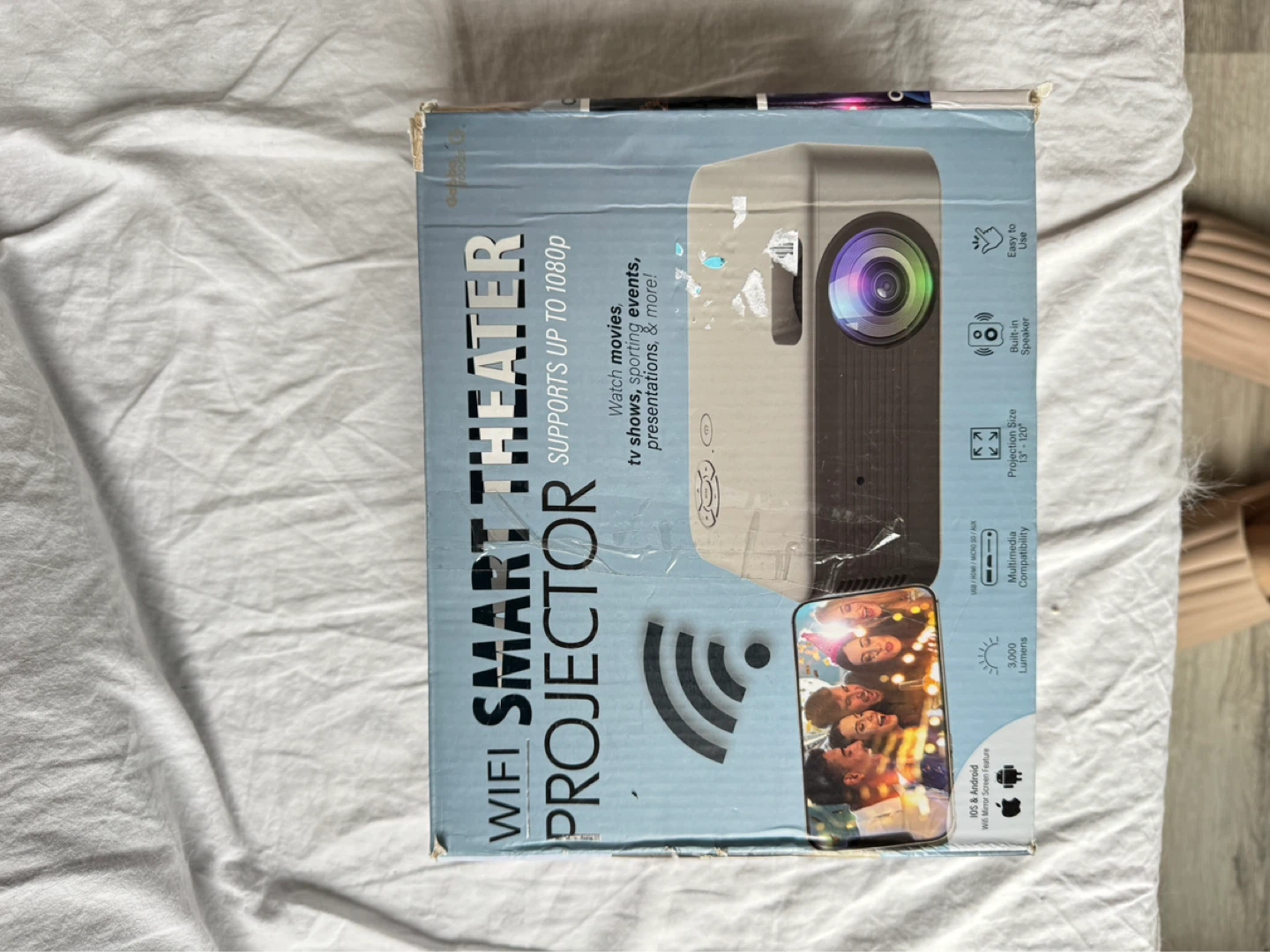 New WIFI Smart Theater Projector with Box