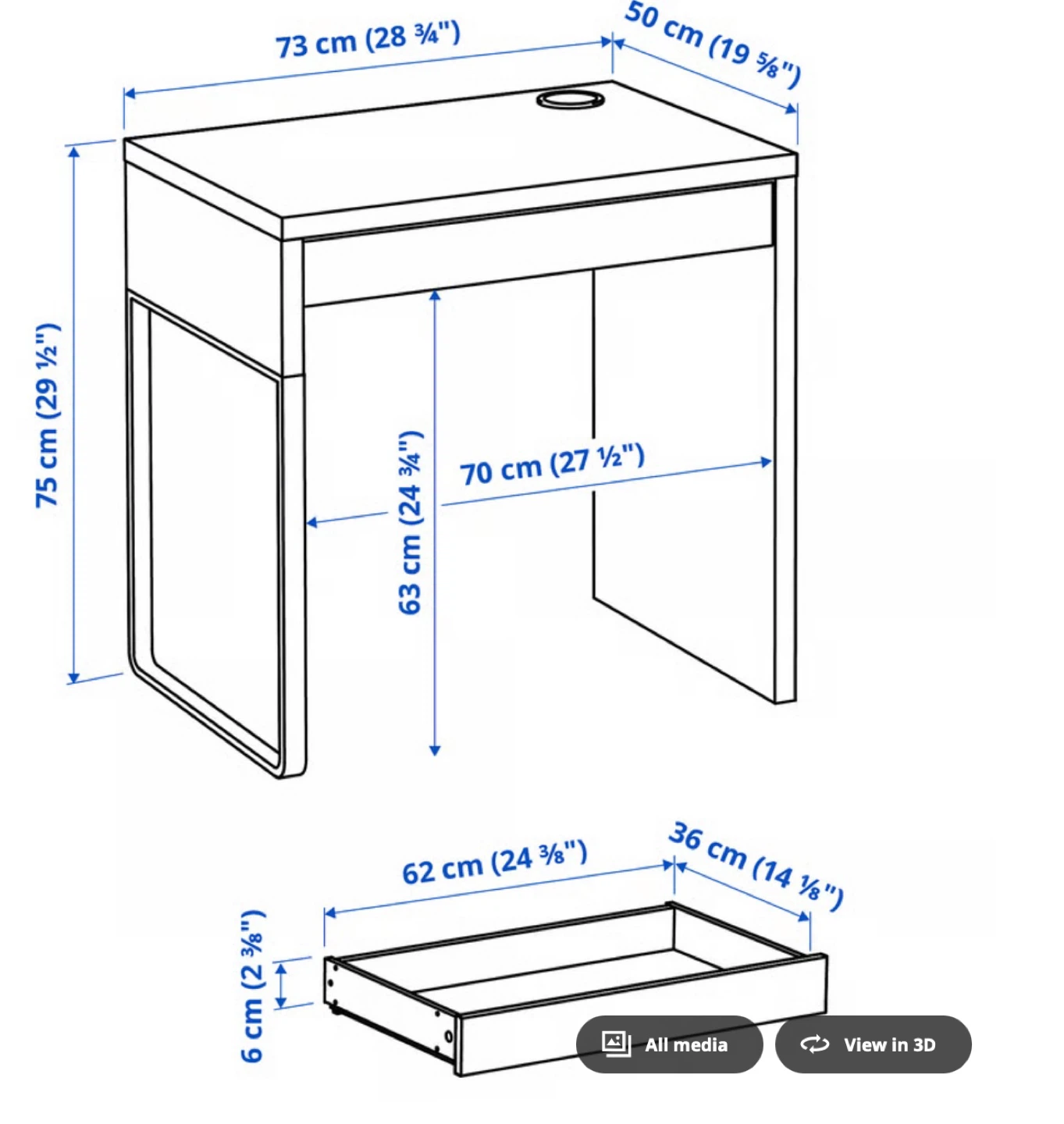White Desk with Drawer - photo 4