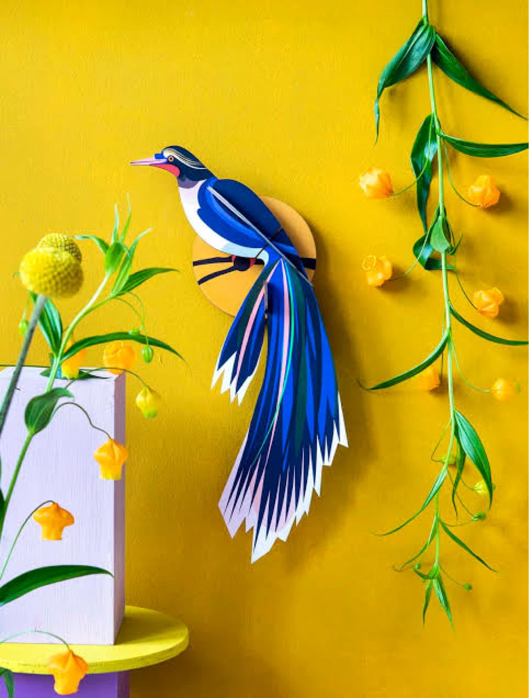 3D Bird Wall Art - Blue & Yellow