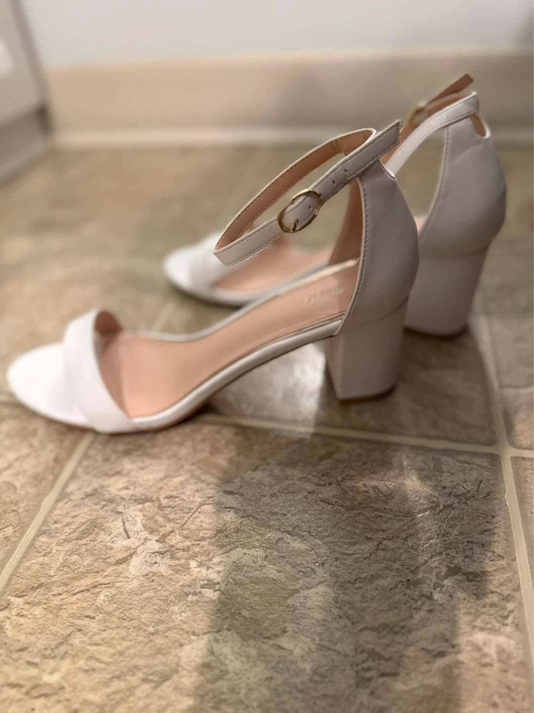 White Block Heel Sandals - Size 39 - photo 2