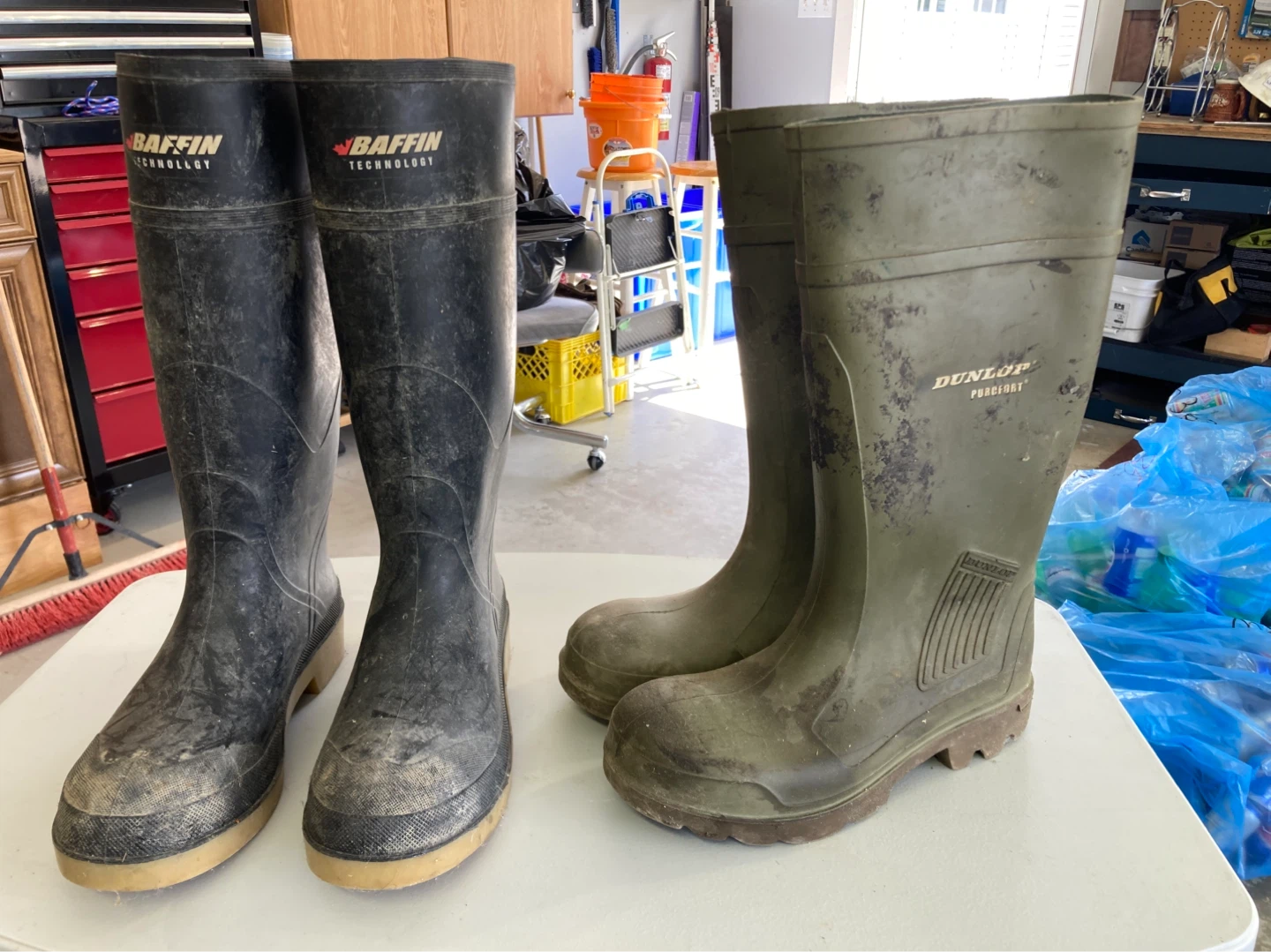 Steel toed rubber boots