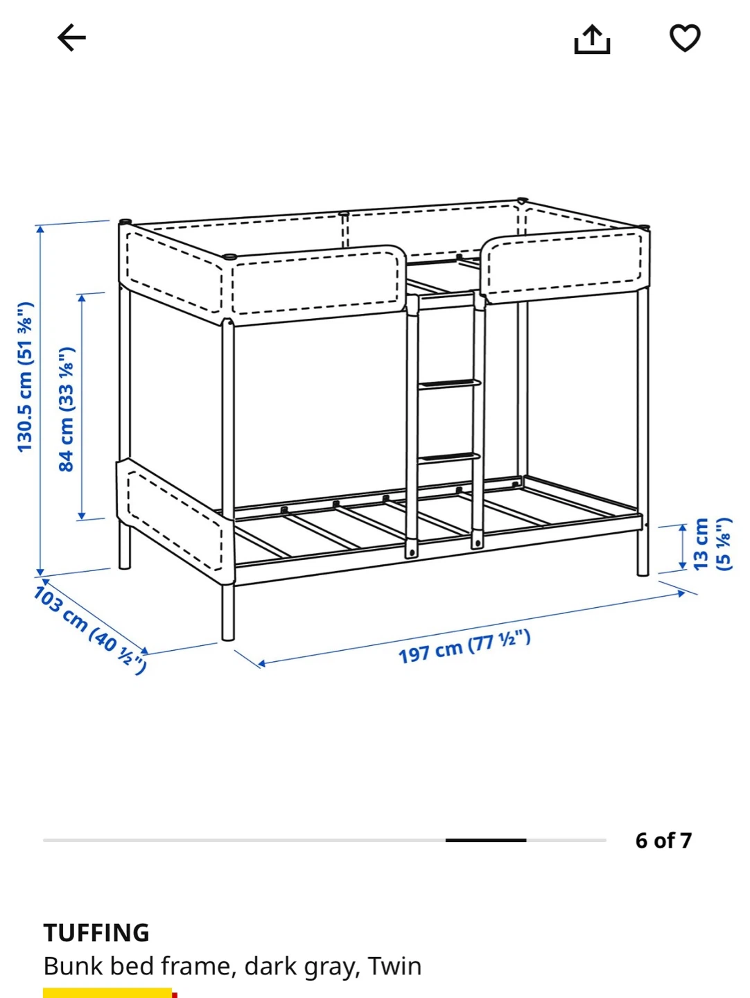 IKEA TUFFING Bunk Bed Frame - photo 2