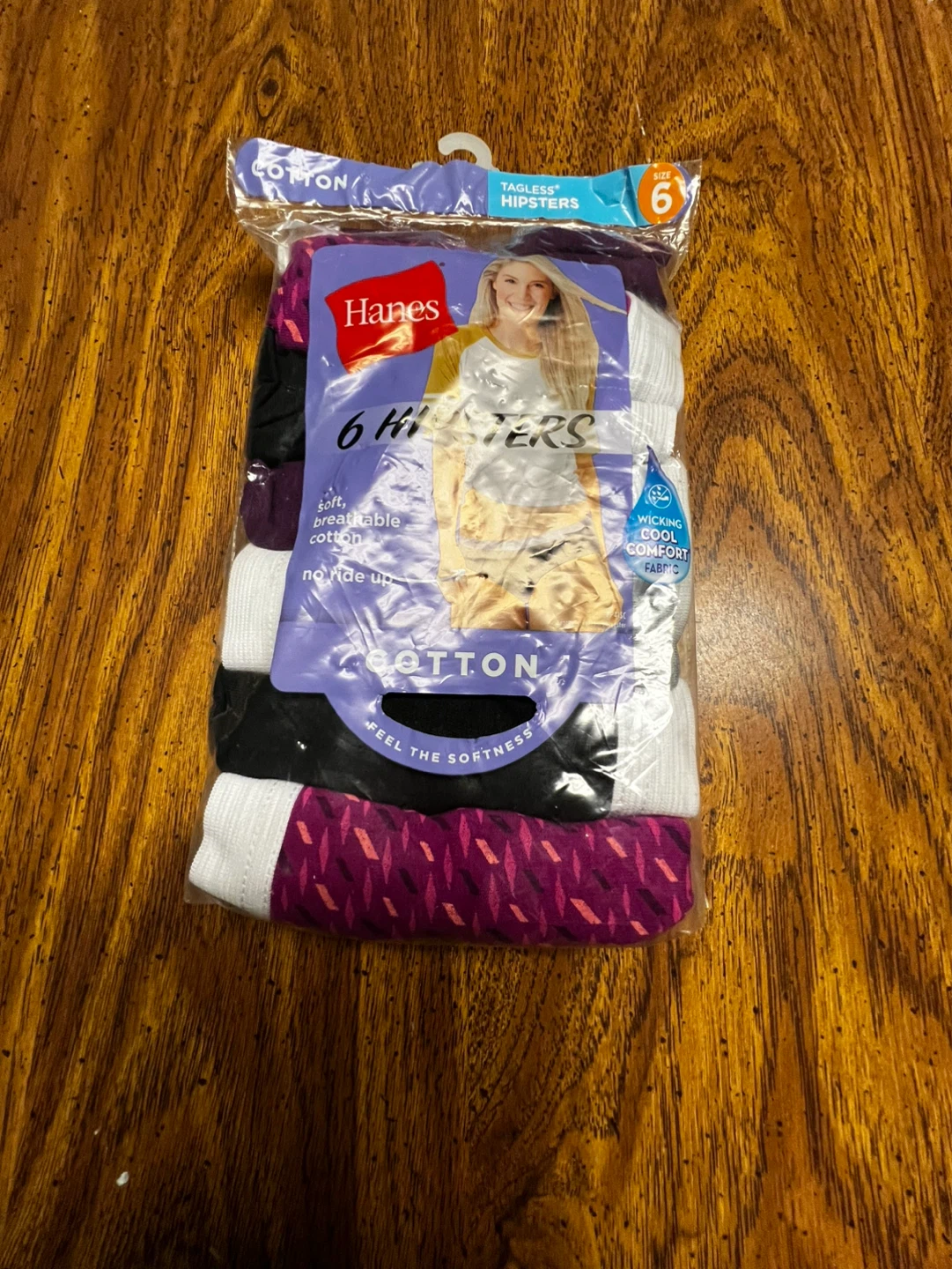 Hanes 6-Pack Women's Tagless Hipsters Size 6