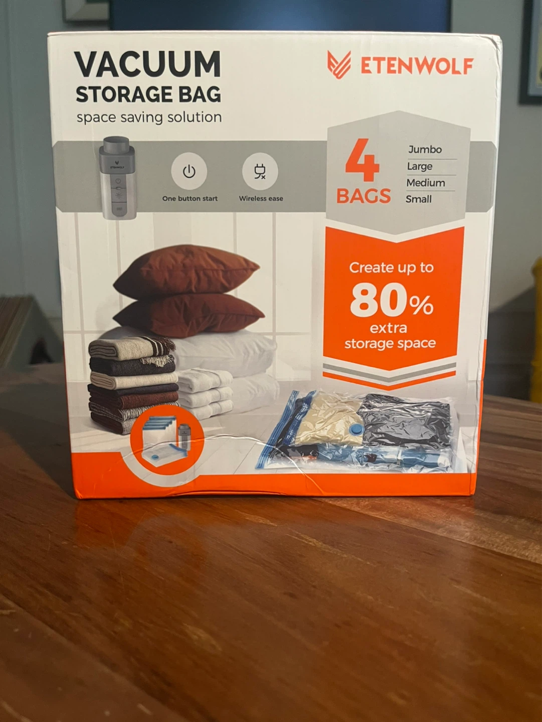 Etenwolf Vacuum Storage Bags and Vacuum - 4 Pack