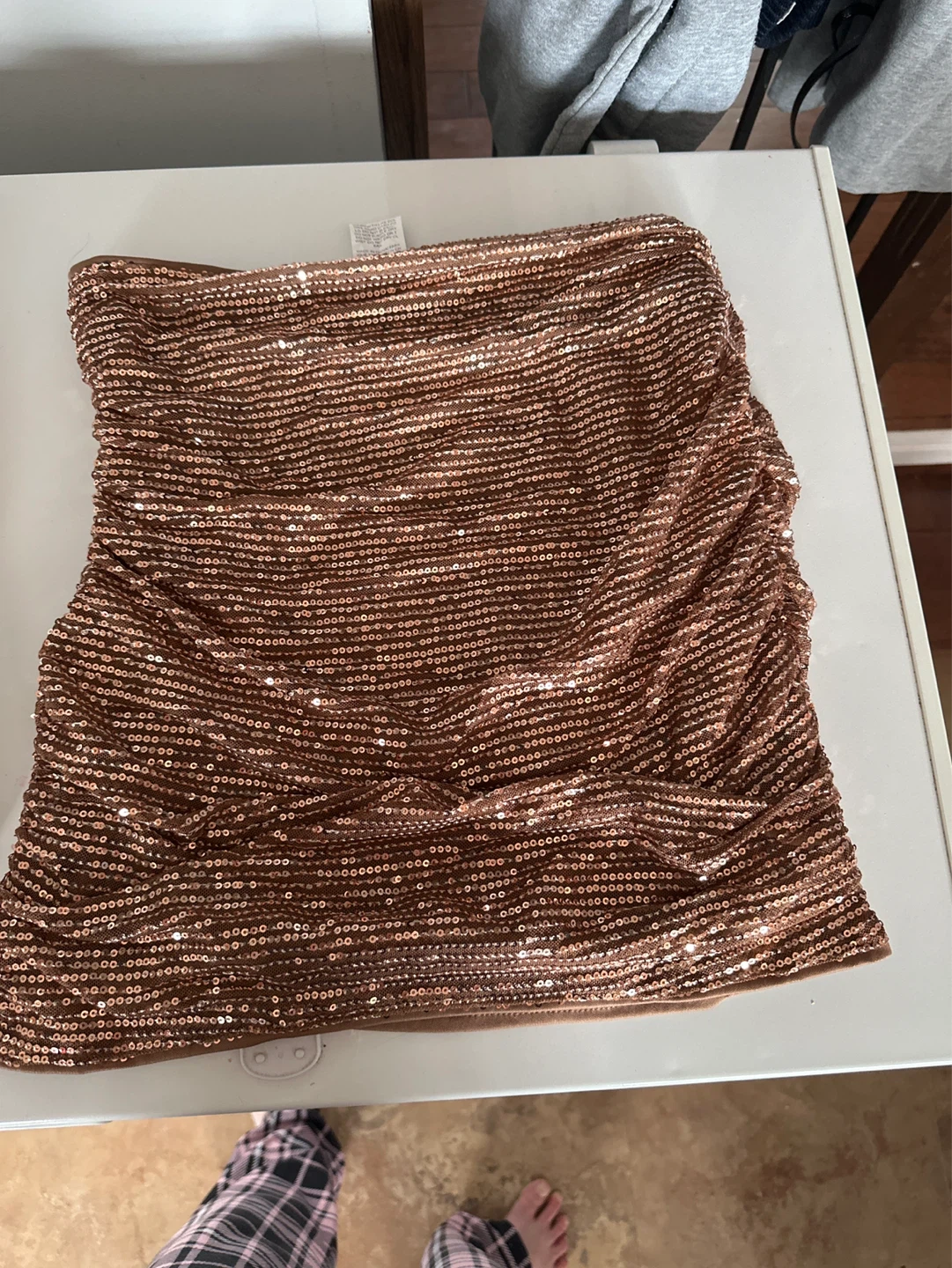 Top  pailletée bronze