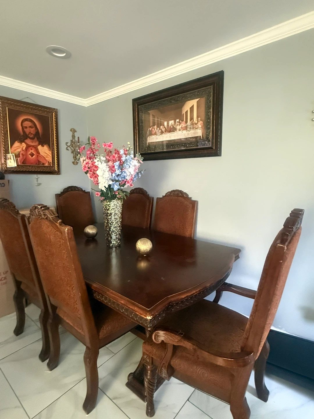 Dark Wood Dining Table with 6 Chairs - photo 2