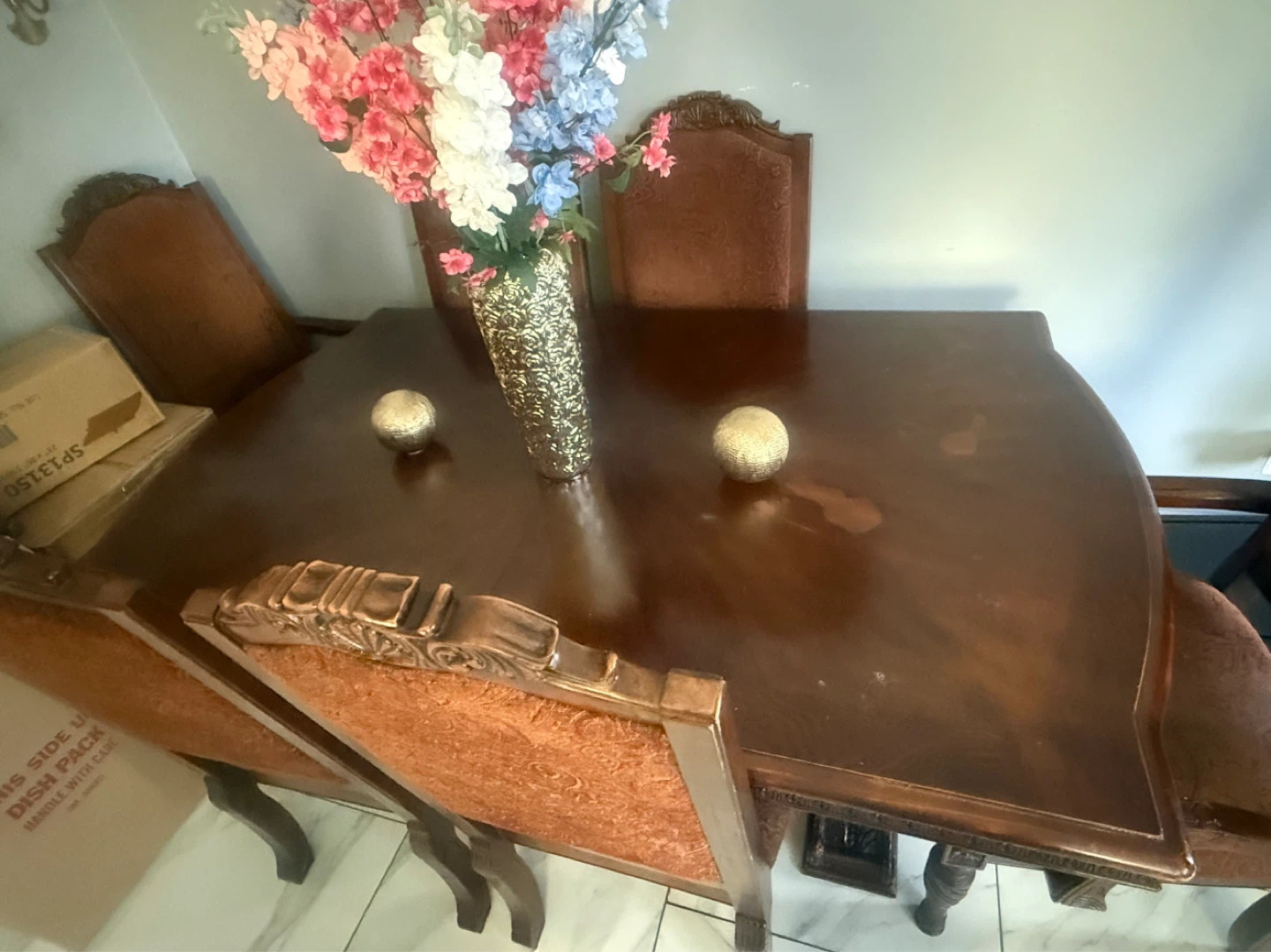 Dark Wood Dining Table with 6 Chairs - photo 5