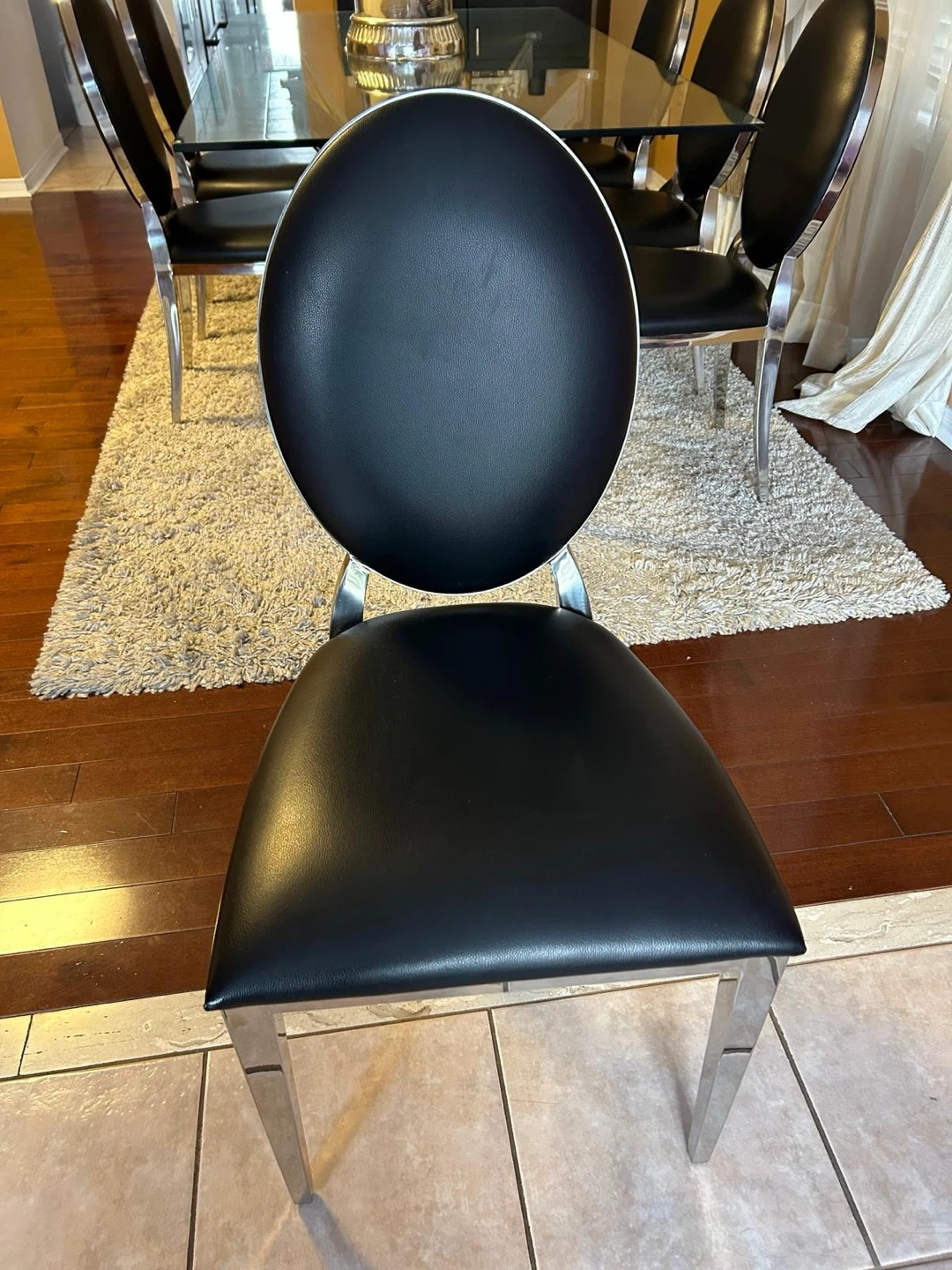 Glass Dining Table with 6 Black Chairs - photo 4