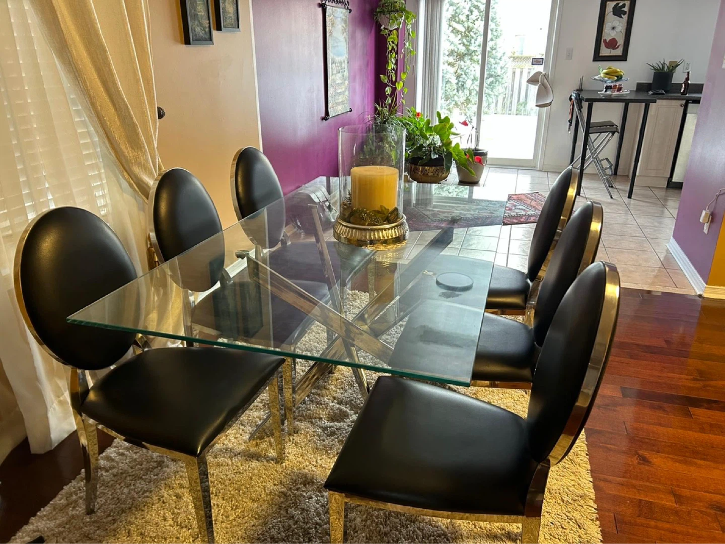 Glass Dining Table with 6 Black Chairs - photo 2