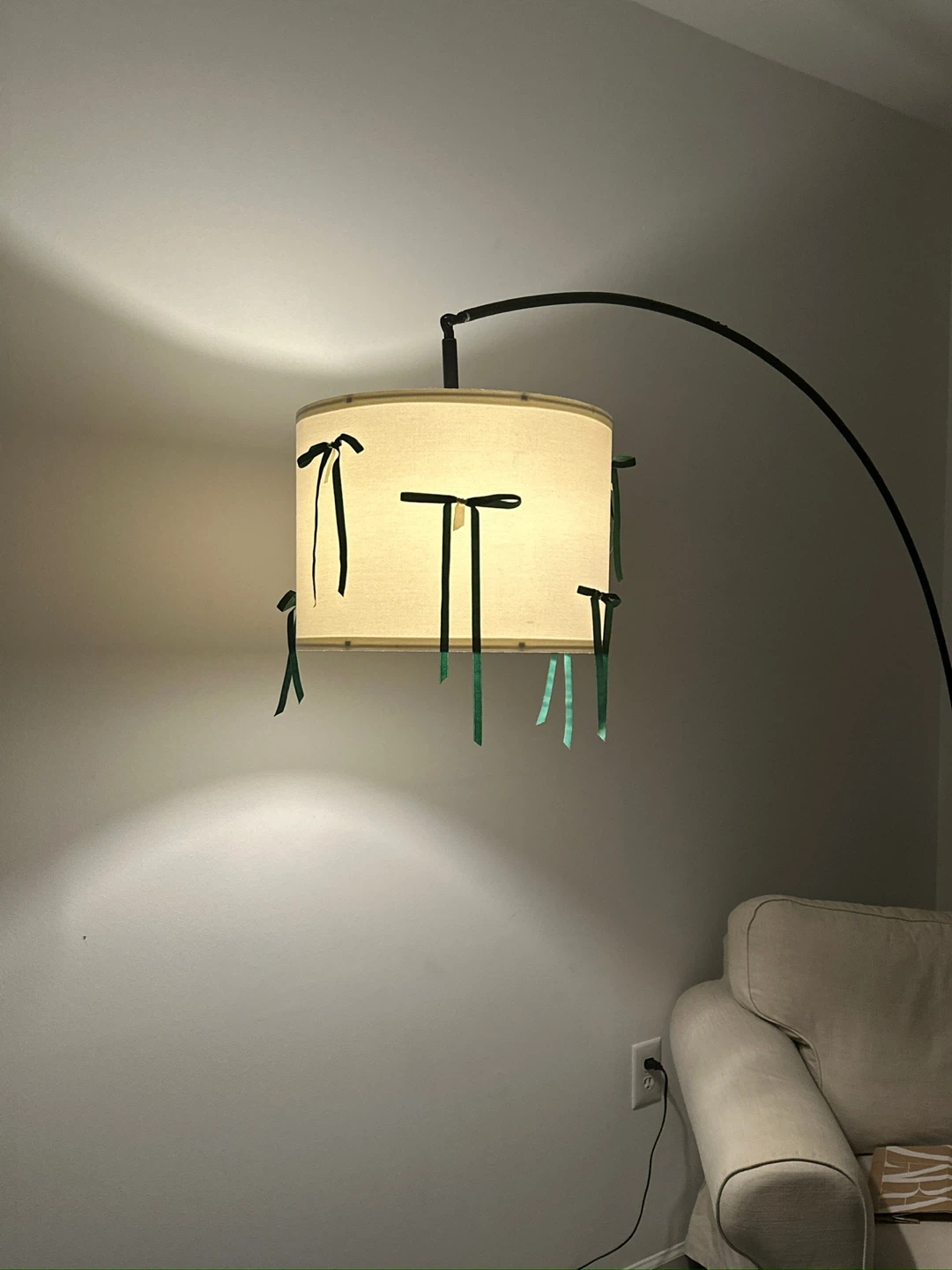 Arc Floor Lamp with Beige Shade