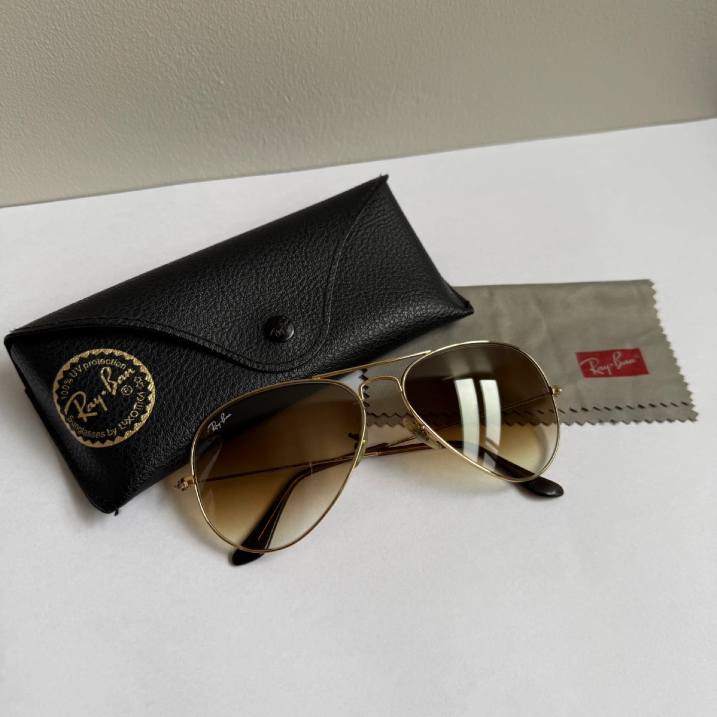 Ray-Ban Aviator Sunglasses Gold Frame Brown Gradient Lens