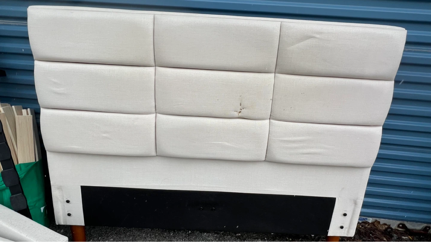 Upholstered Bed Frame with Headboard - Cream - photo 3