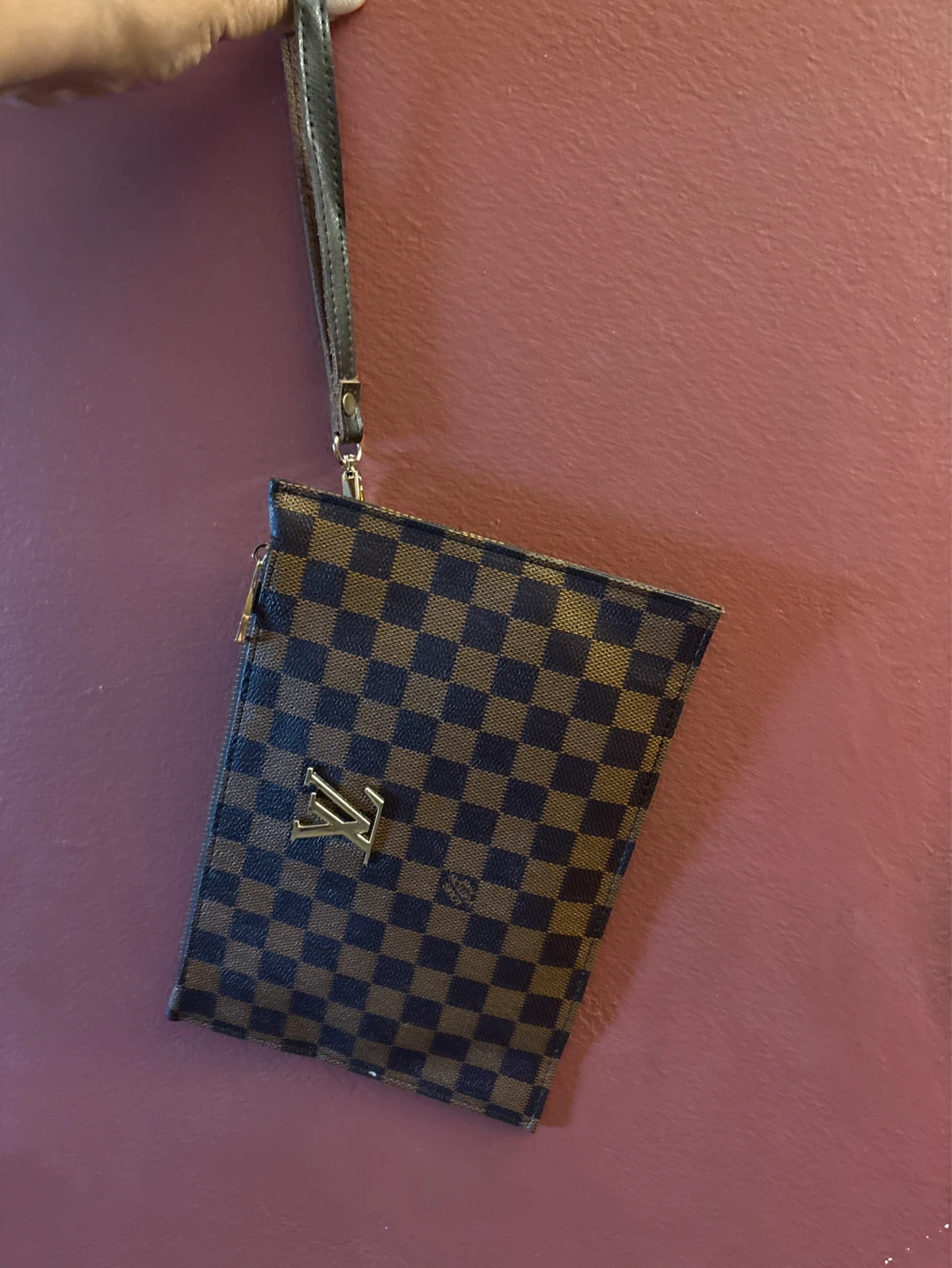 New  LV  Damier Ebene Canvas Pouch wristlet