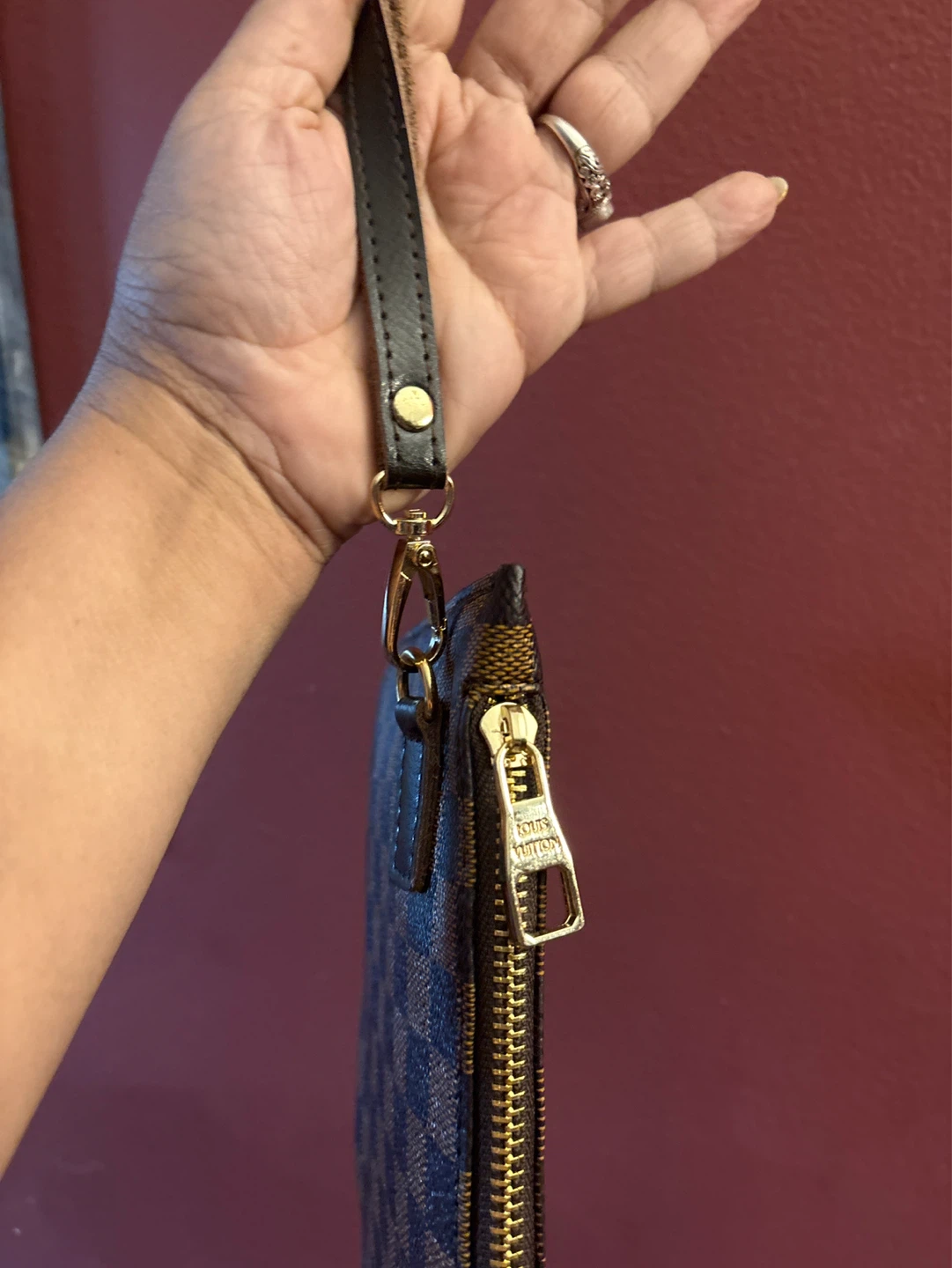 New  LV  Damier Ebene Canvas Pouch wristlet - photo 5