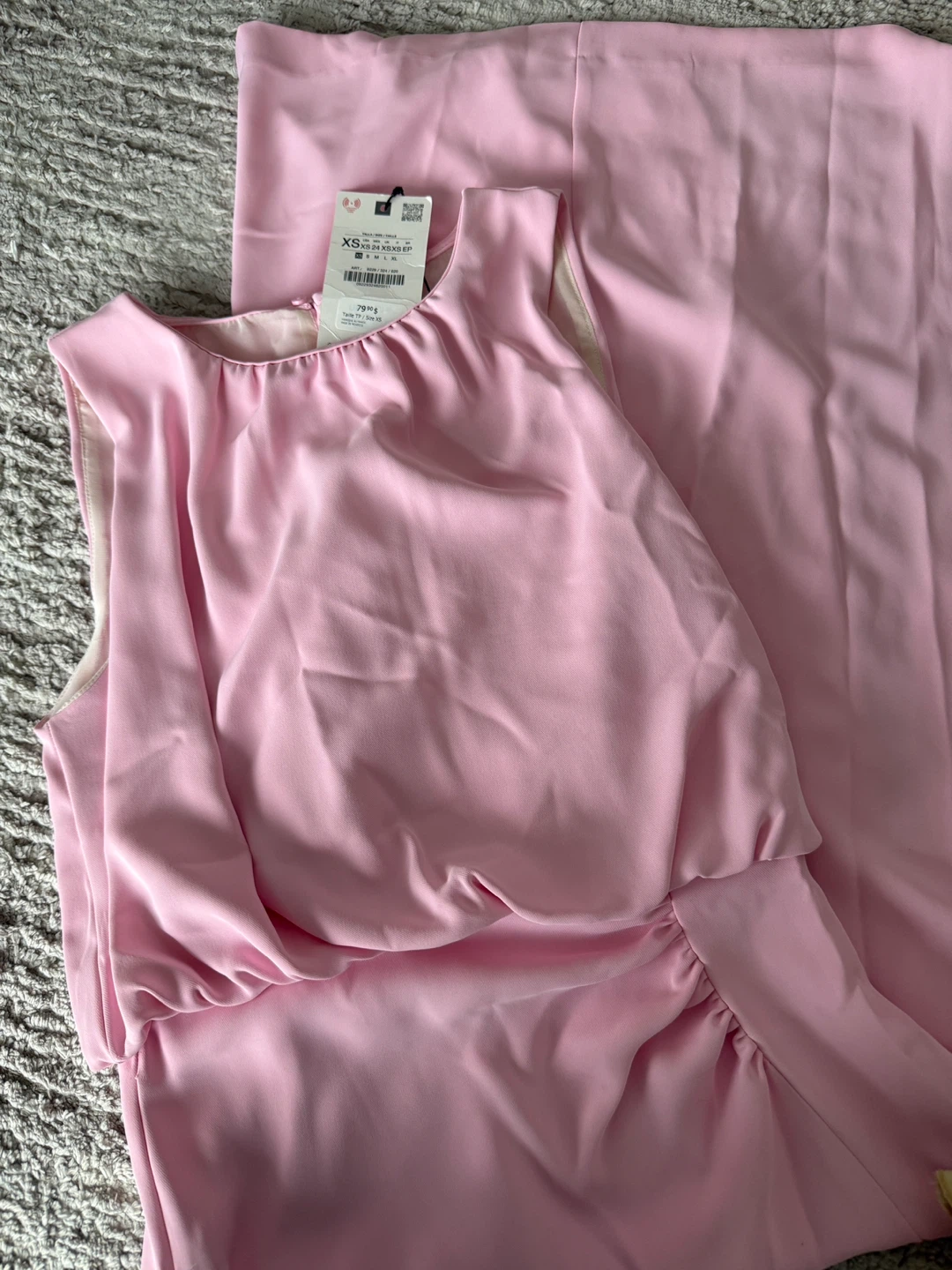 Vacation Dress: Pink Ruched Midi Dress XS - photo 2