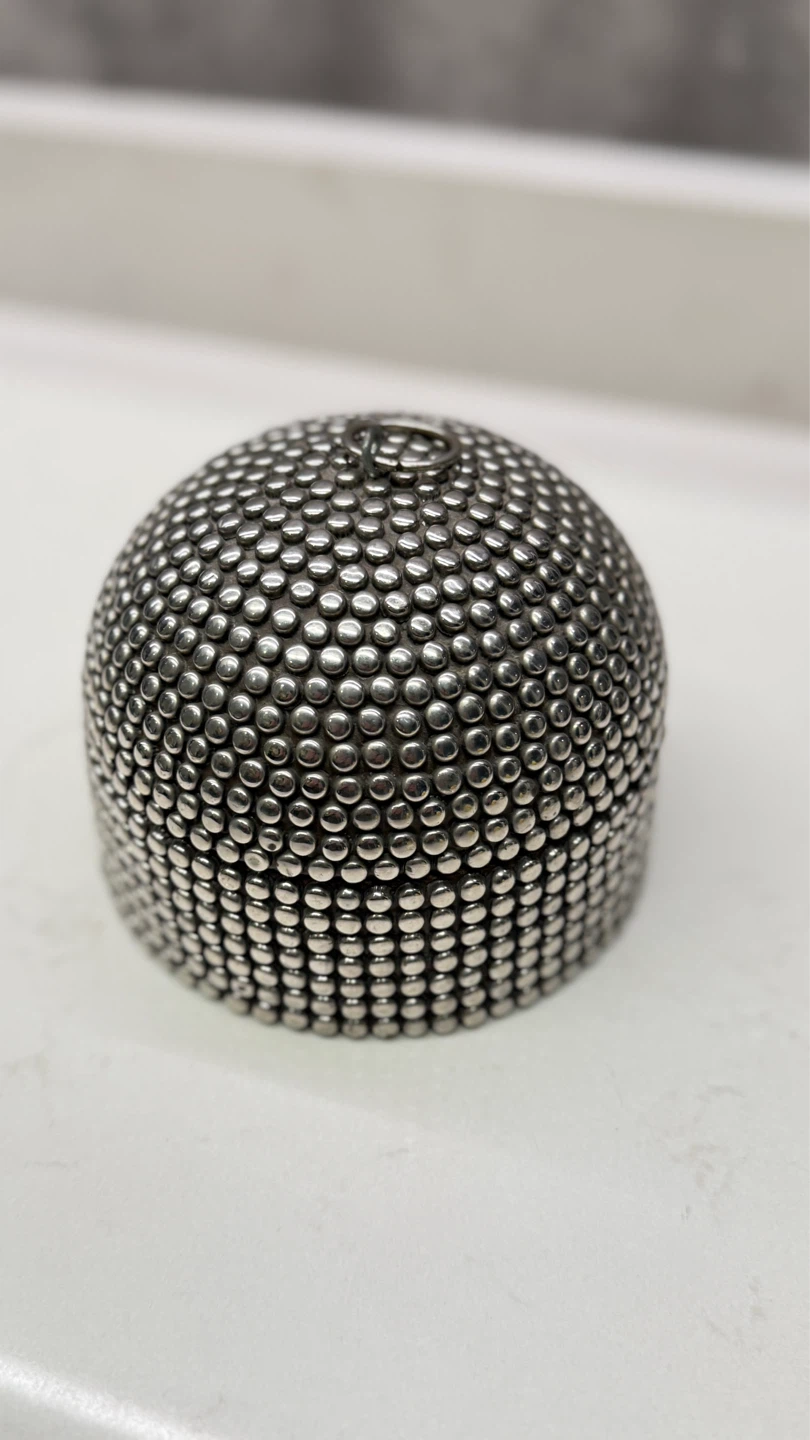 Vintage Metal Studded Wooden Bowl With Lid