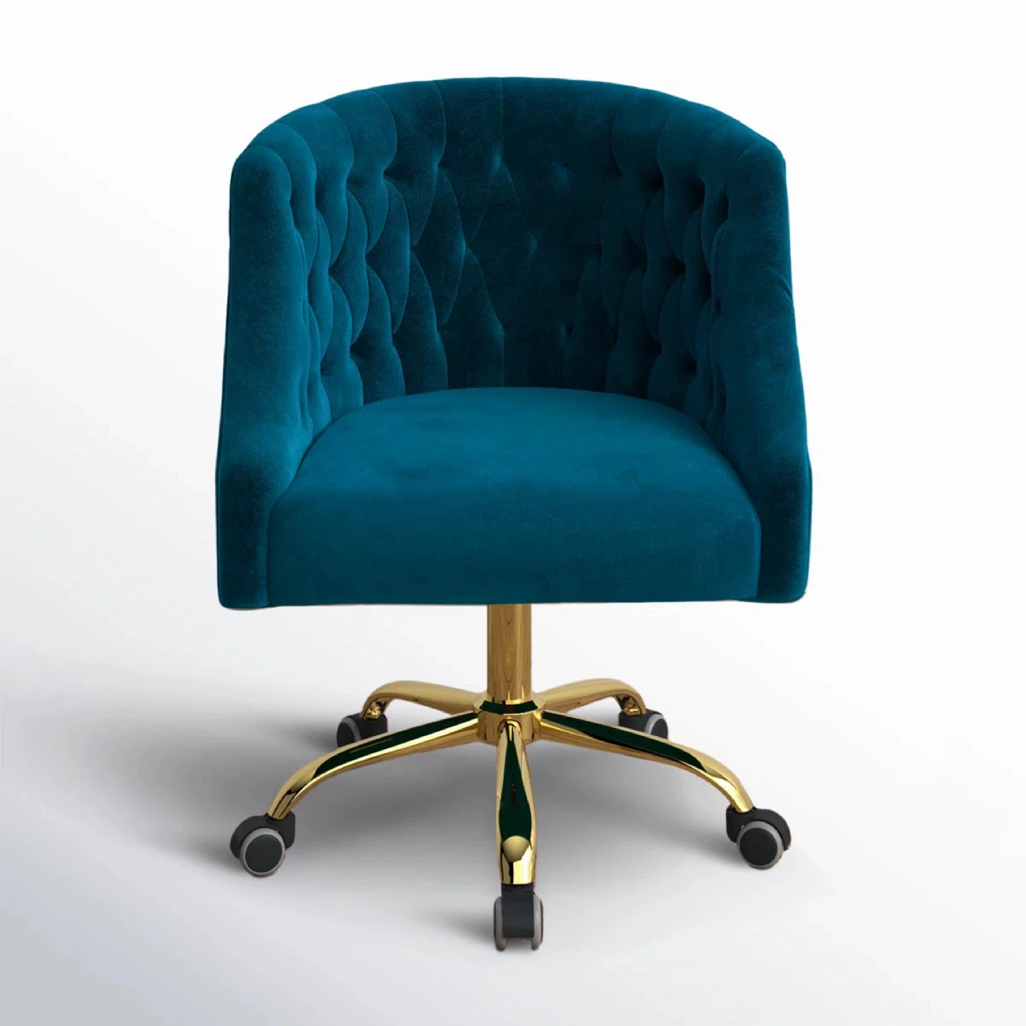 NIB - 360° Rotating Office Chair - Teal Velvet with Gold Base - photo 4