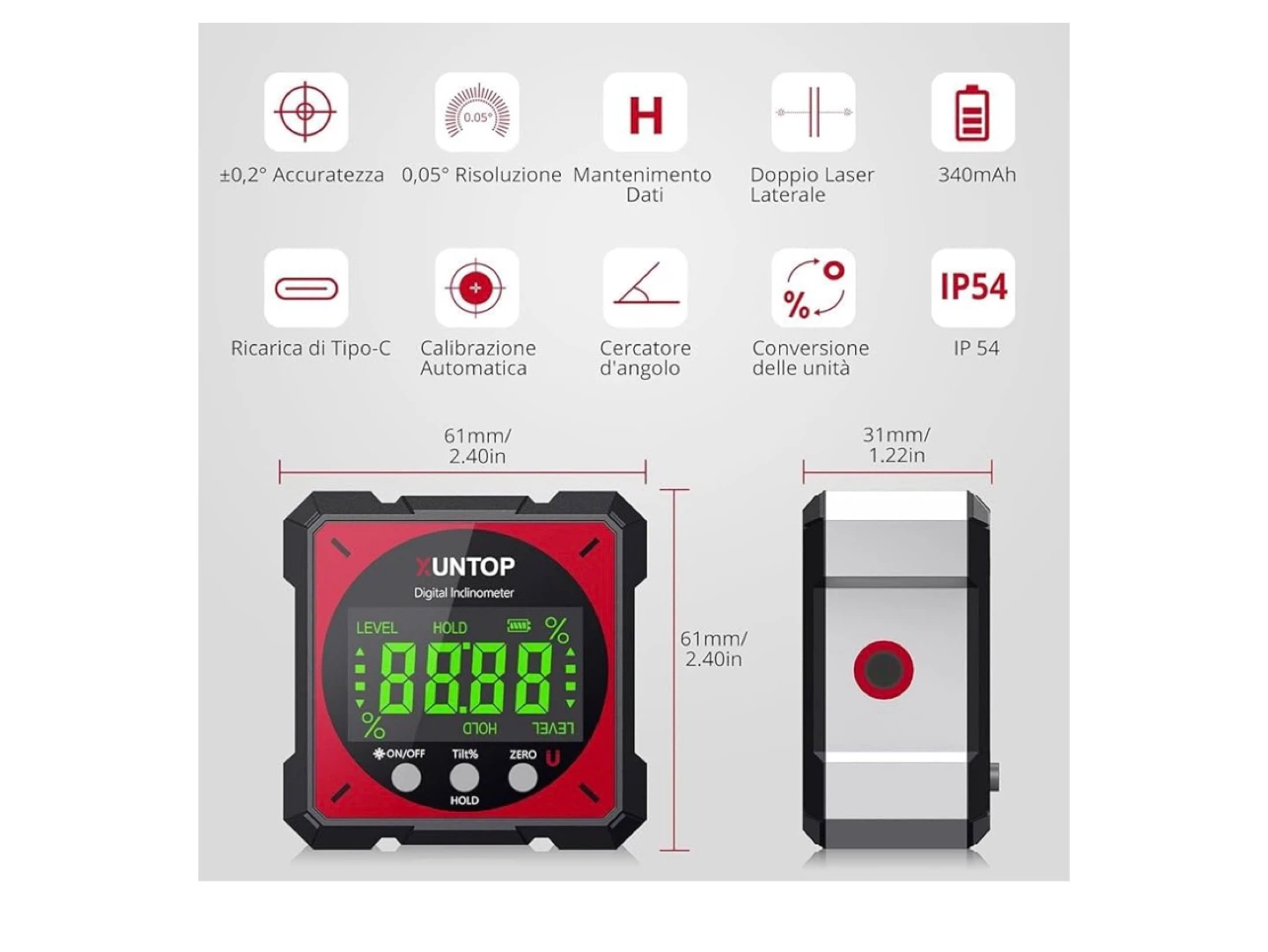UNTOP Digital Inclinometer with Laser - photo 2