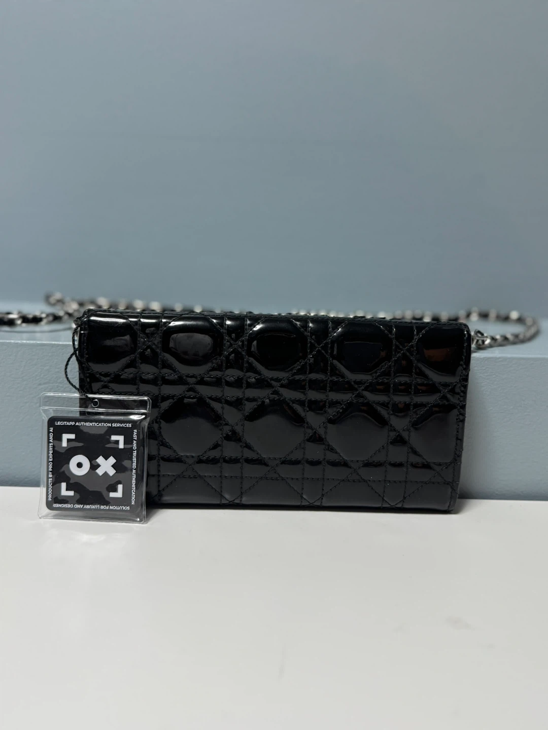 Christian Dior Black Patent Leather Chain Wallet - photo 2