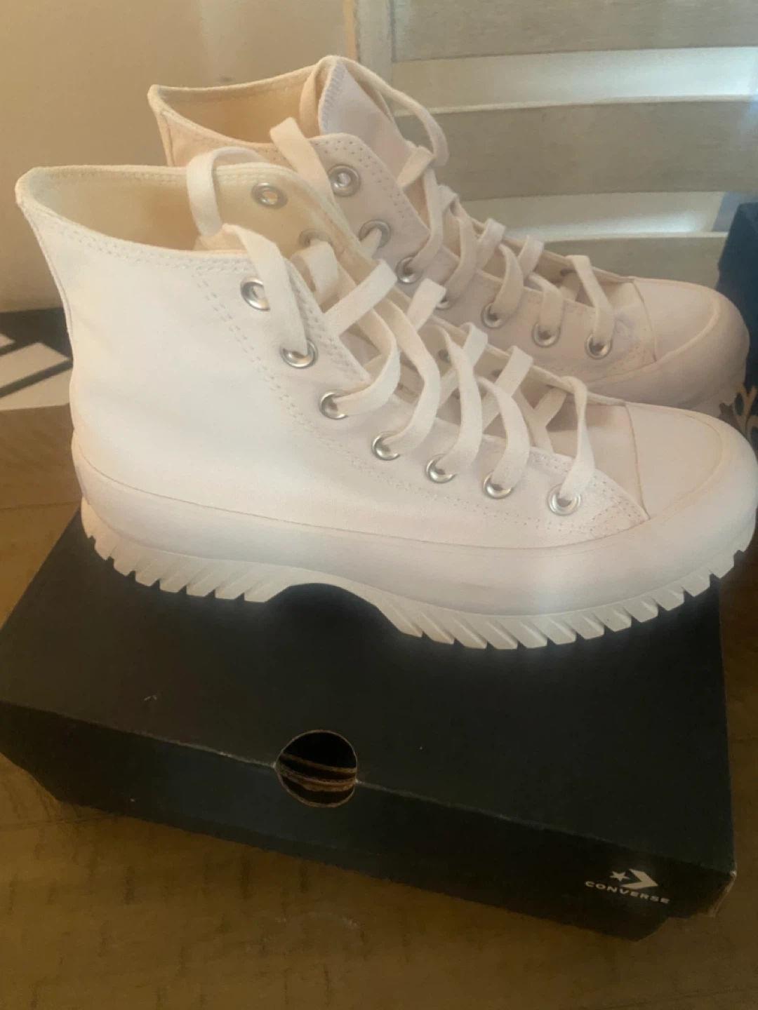 White Converse All Star High Top Platform Lugged Boots