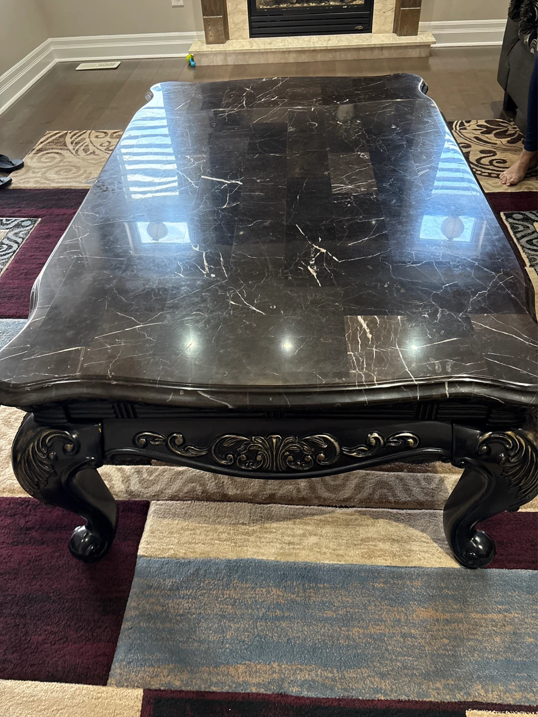 Black Marble Top Coffee Table