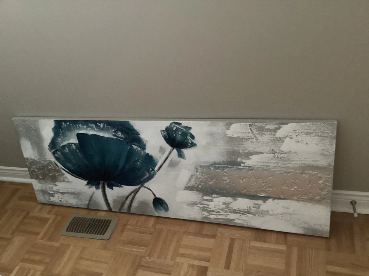 Bouclair Teal floral canvas wall art