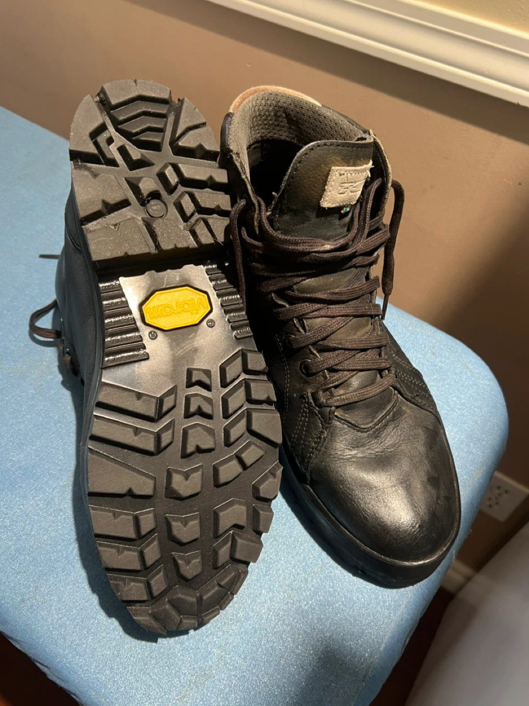 Black Leather High-Top Platform Boots with Vibram Soles - photo 5