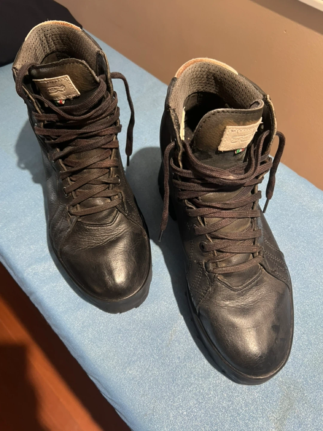 Black Leather High-Top Platform Boots with Vibram Soles - photo 4