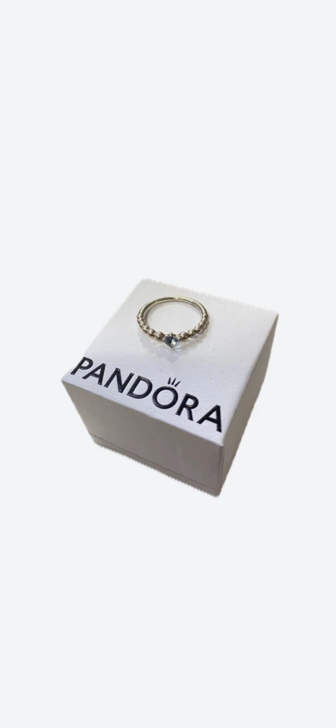 Pandora Ring Size 8 Silver Blue Stone