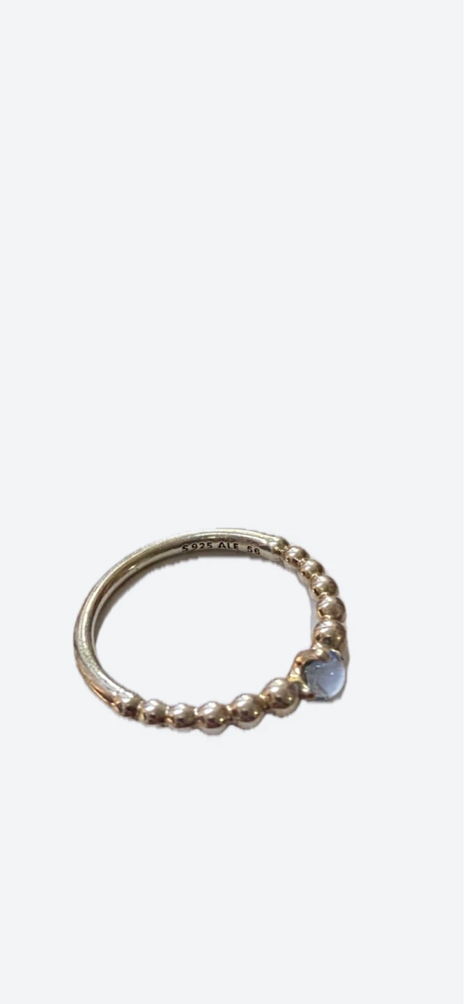 Pandora Ring Size 8 Silver Blue Stone - photo 2