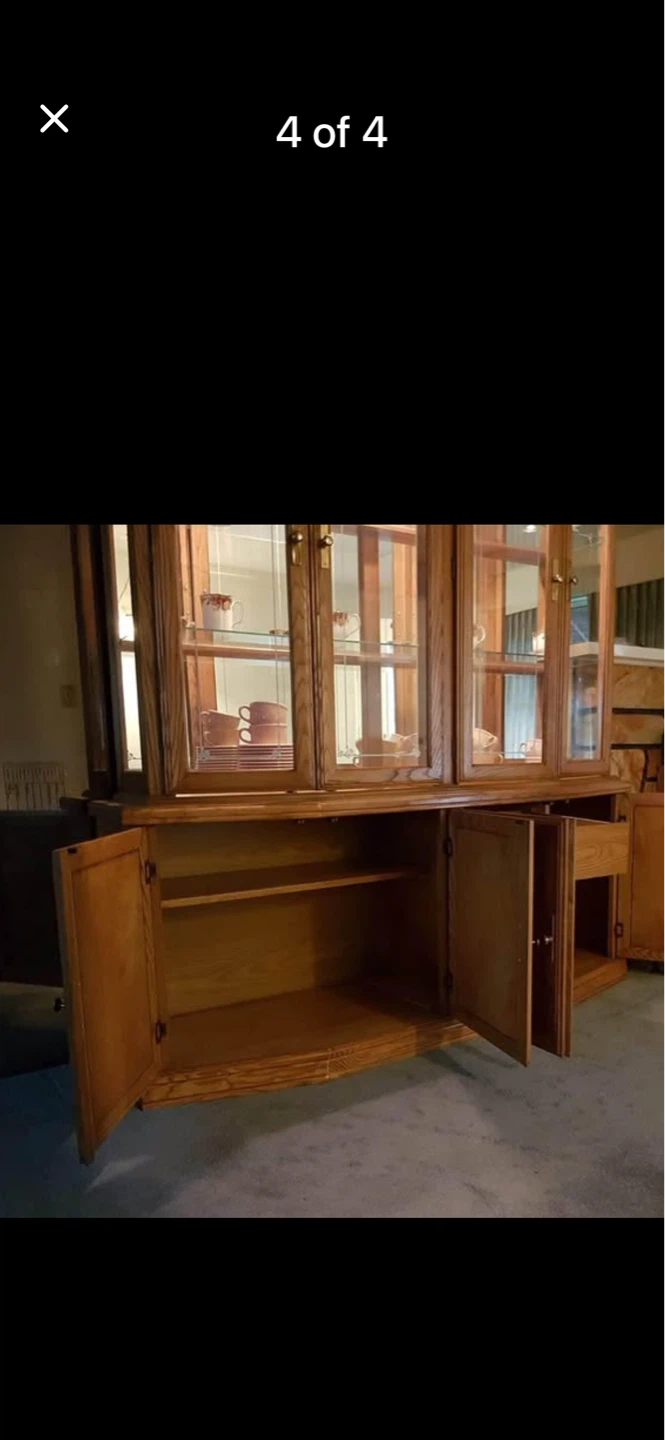 Wooden Oak China Cabinet with Glass Doors - photo 3